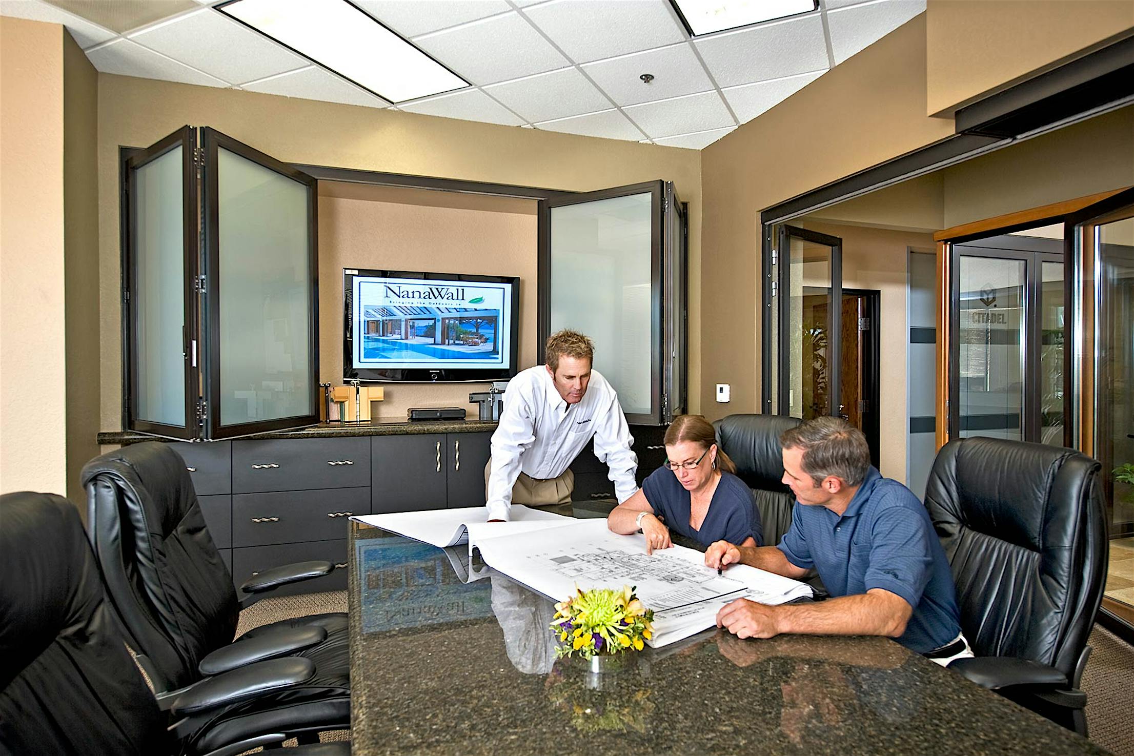 NanaWall sales reps review architectural plans and offer expert guidance on glass wall systems.