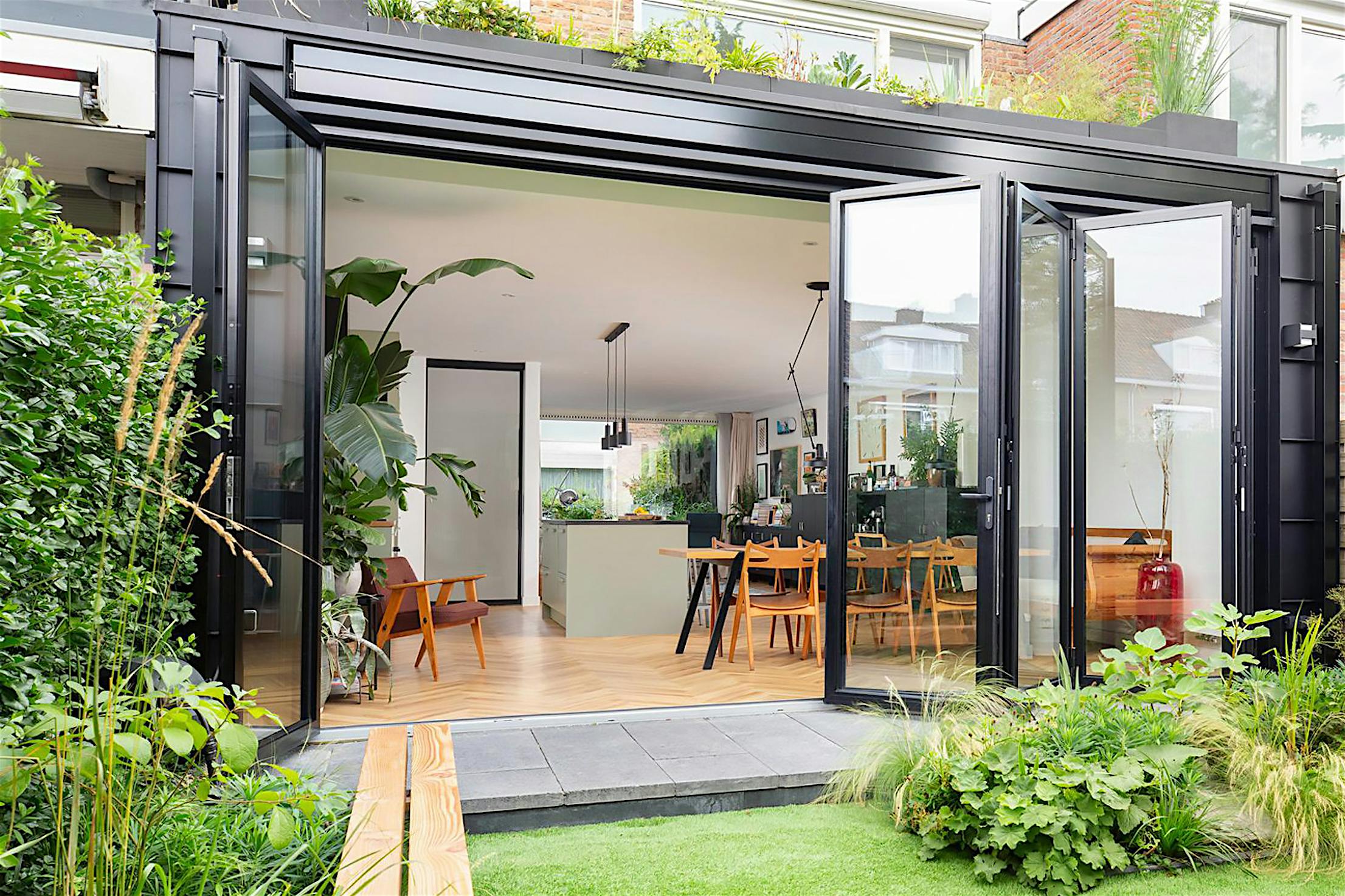 Townhouse aluminum folding patio doors