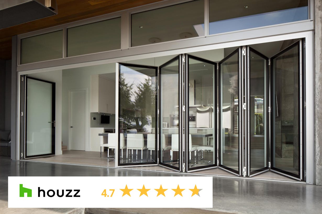 industry-leading opening glass wall - 4.7 starts Houzz reviews