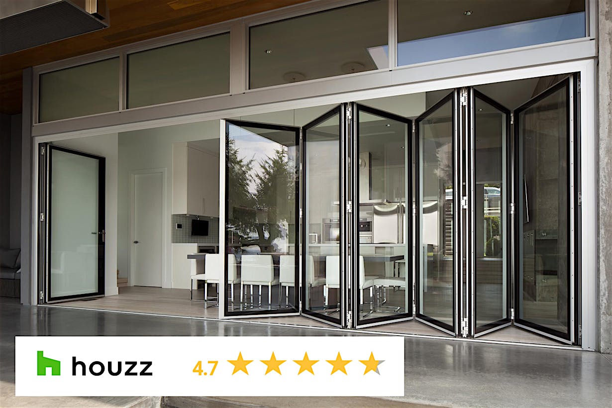 industry-leading opening glass wall - 4.7 starts Houzz reviews
