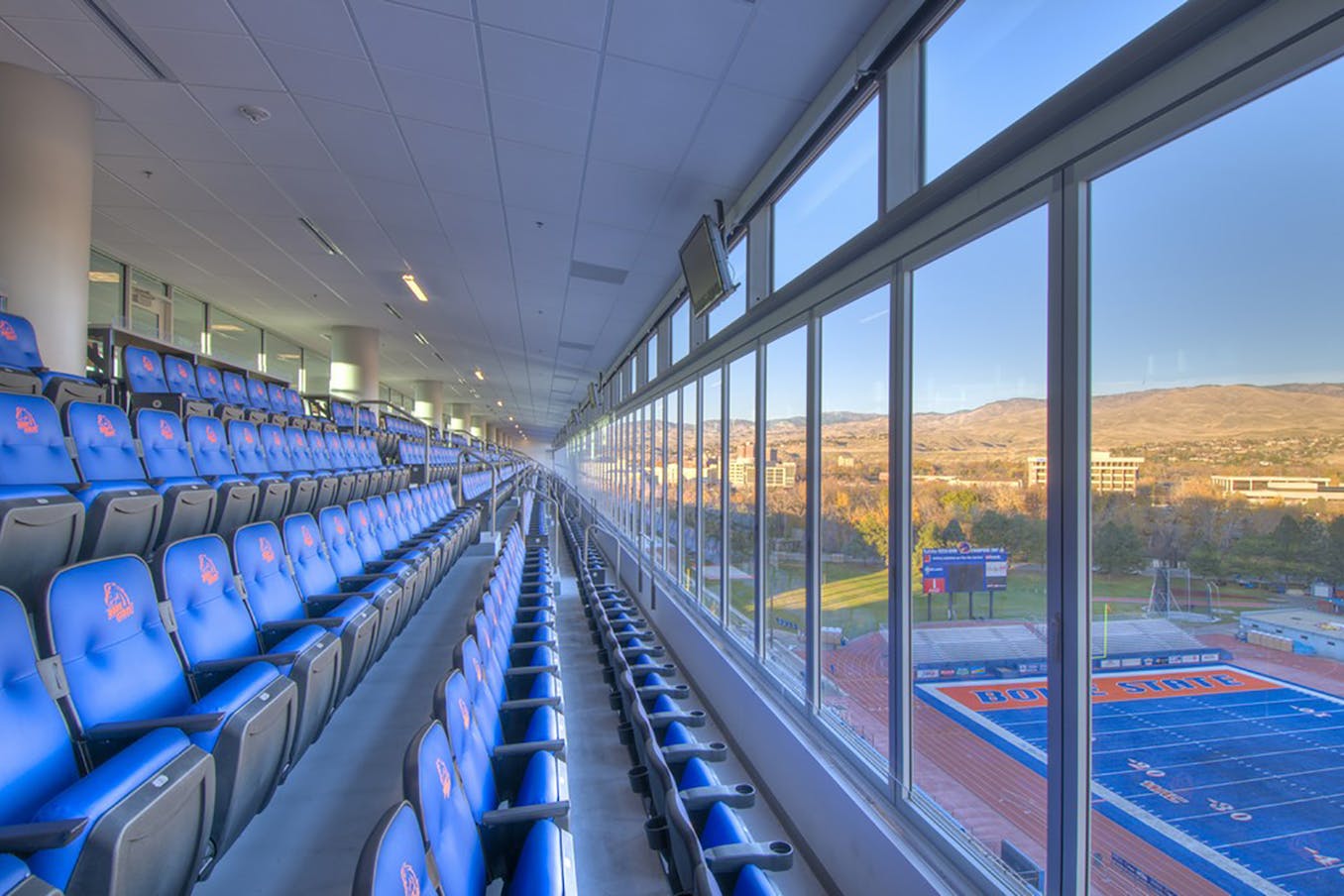 Sliding glass walls at Bronco Stadium - Boise State