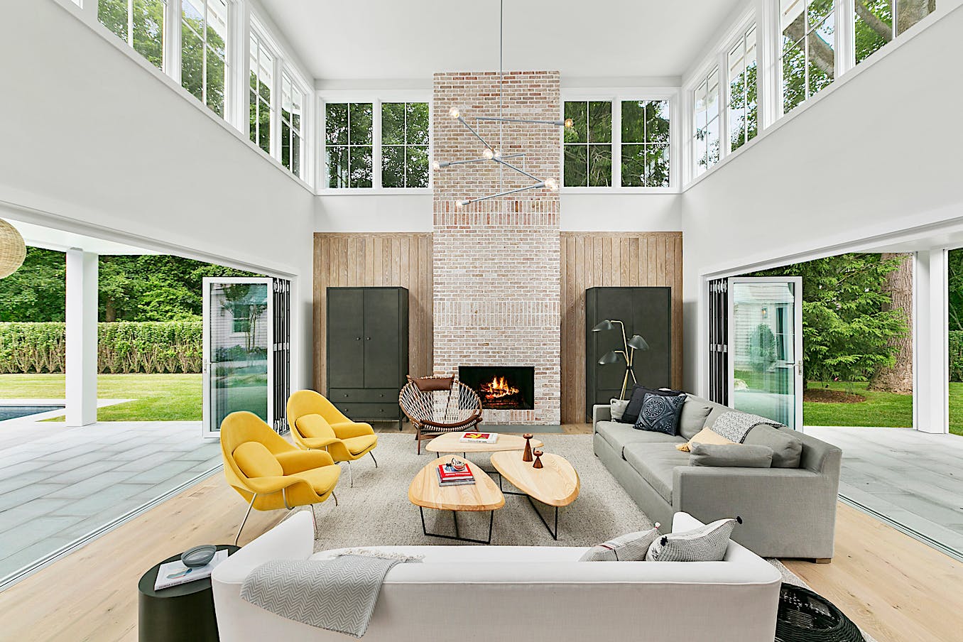 Modern ADU with fireplace and folding patio doors