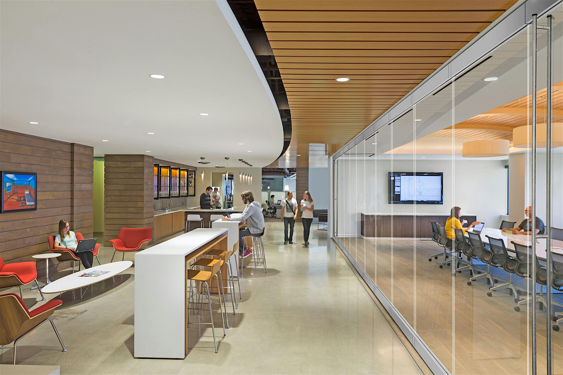 Commercial office space - large opening with acoustical all glass walls
