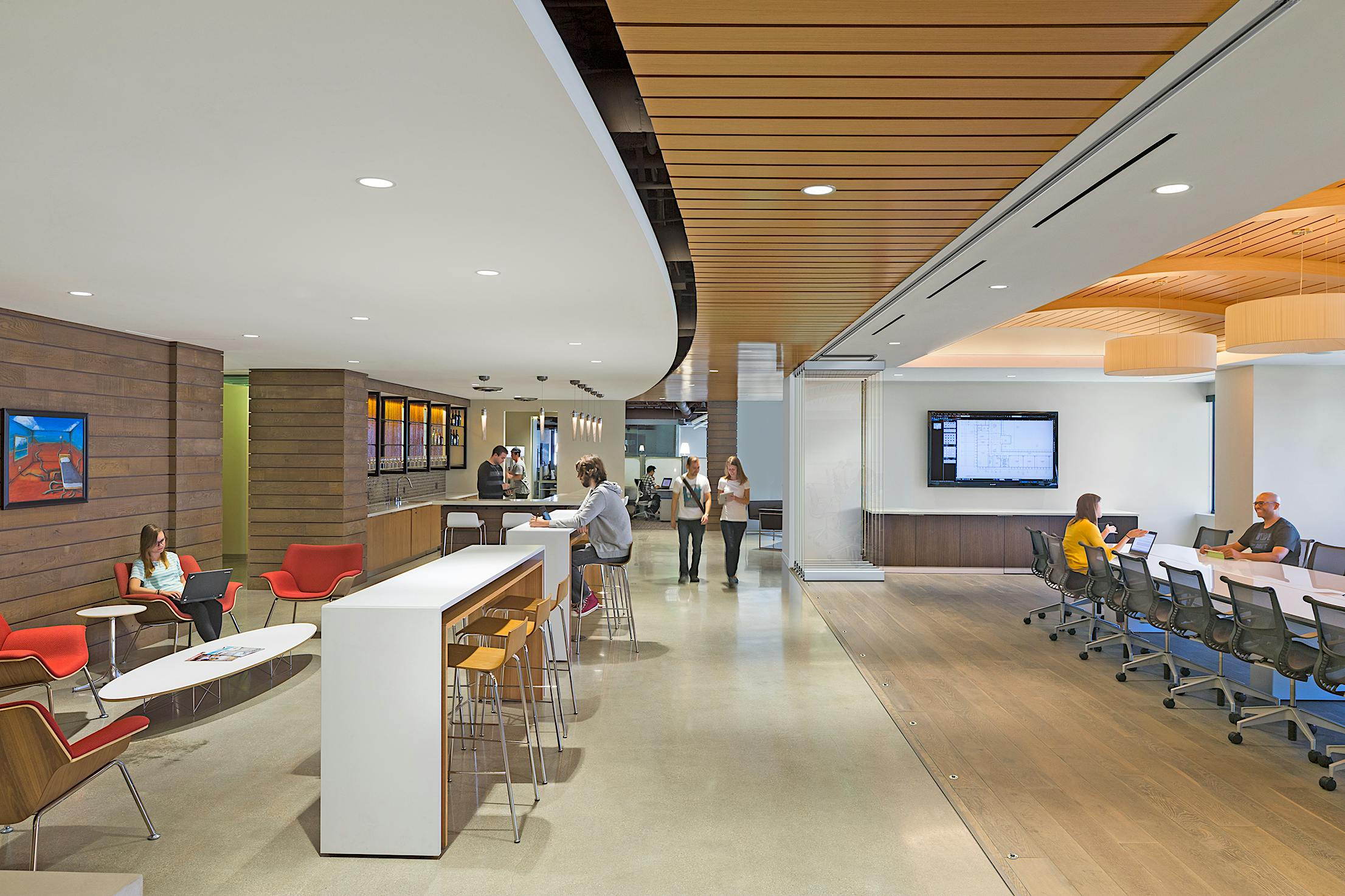 Commercial office space - large opening sliding glass walls