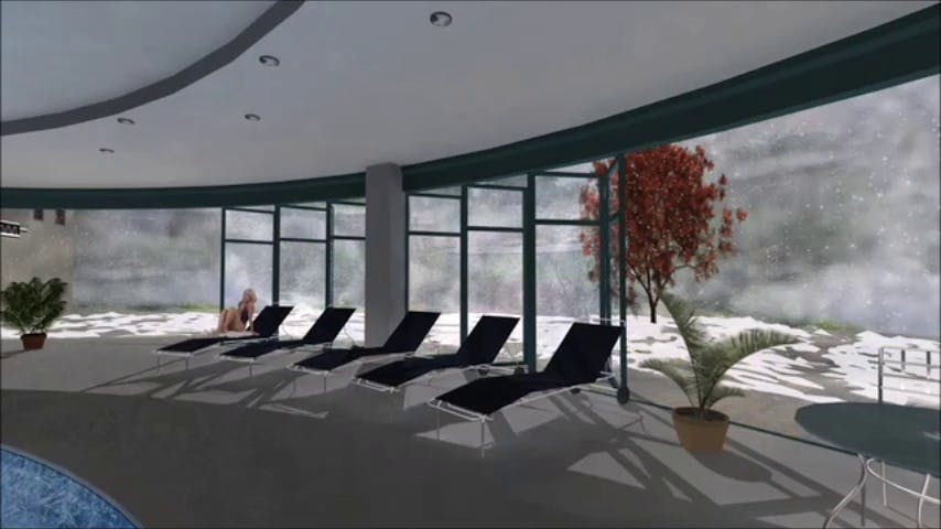 NanaWall Folding Glass Wall - Curved Pool Animation