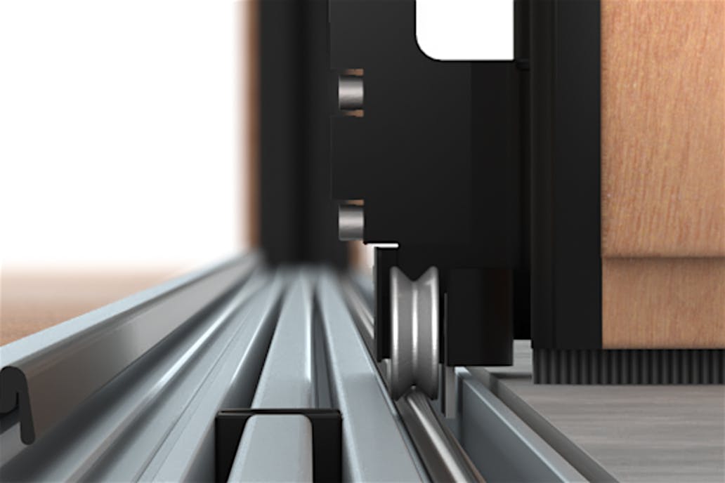 NanaWall NW Wood 540 Hybrid Sill - Gothic Arch Roller Close Up