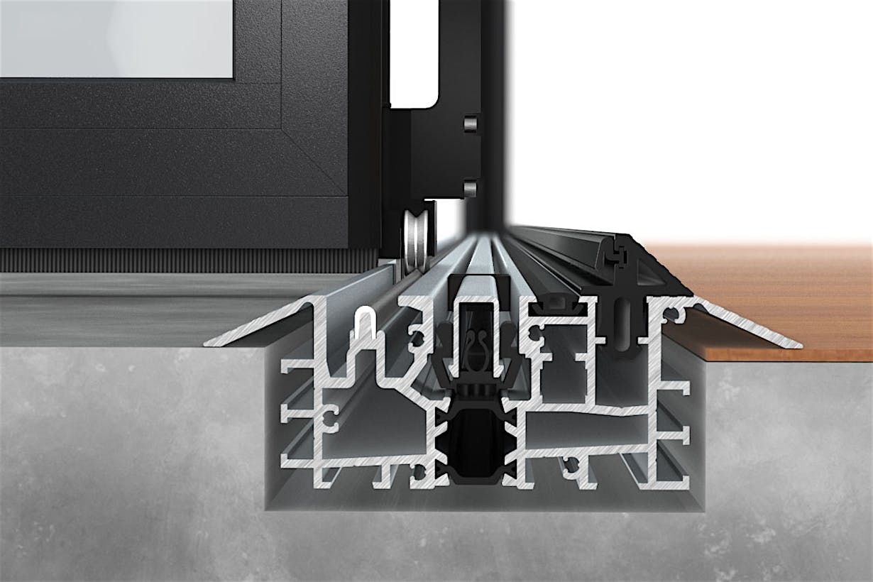 NanaWall Low Profile Saddle Sill with UniverSILL - Outswing Suggested Installation