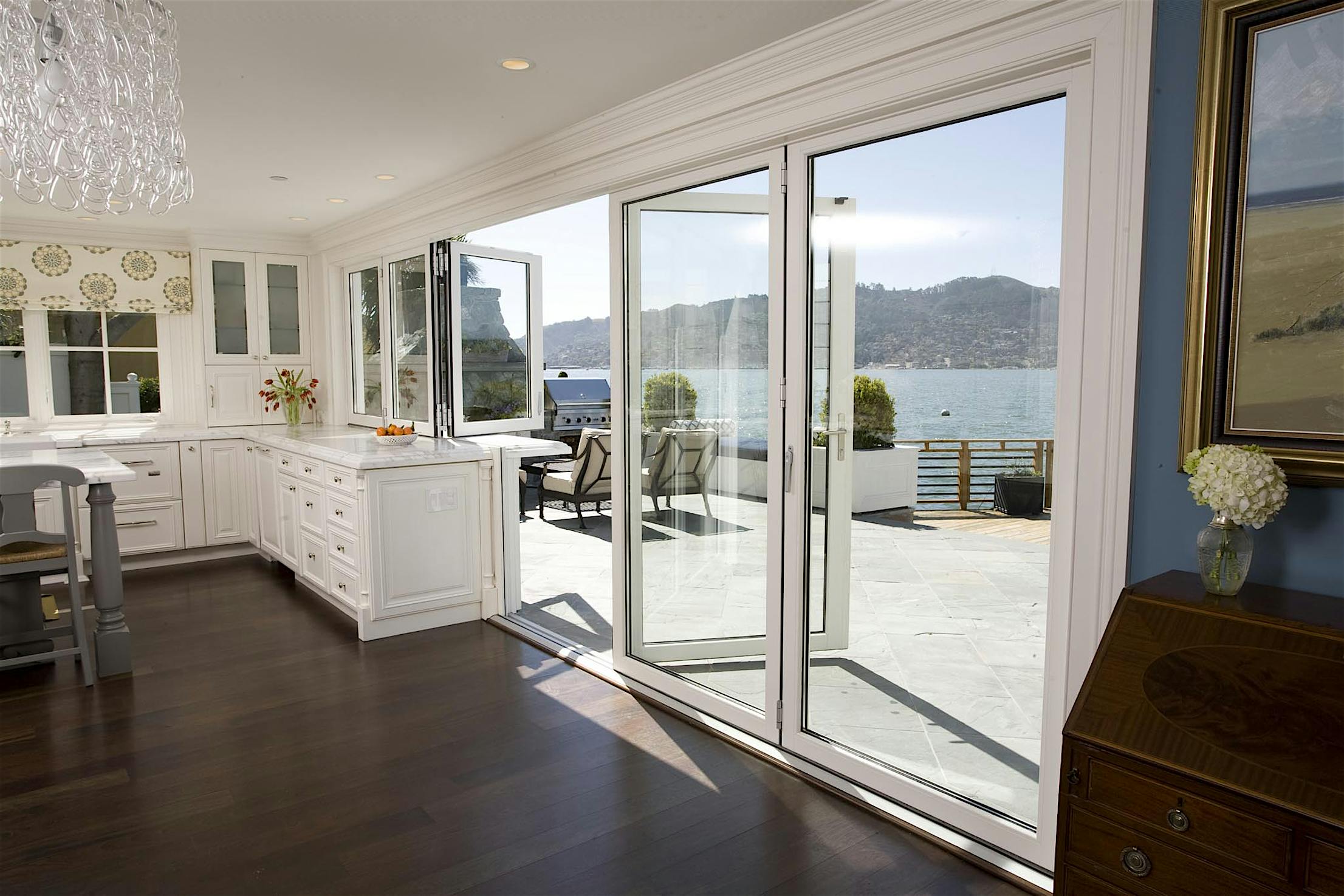 wood framed folding window/wall combination system