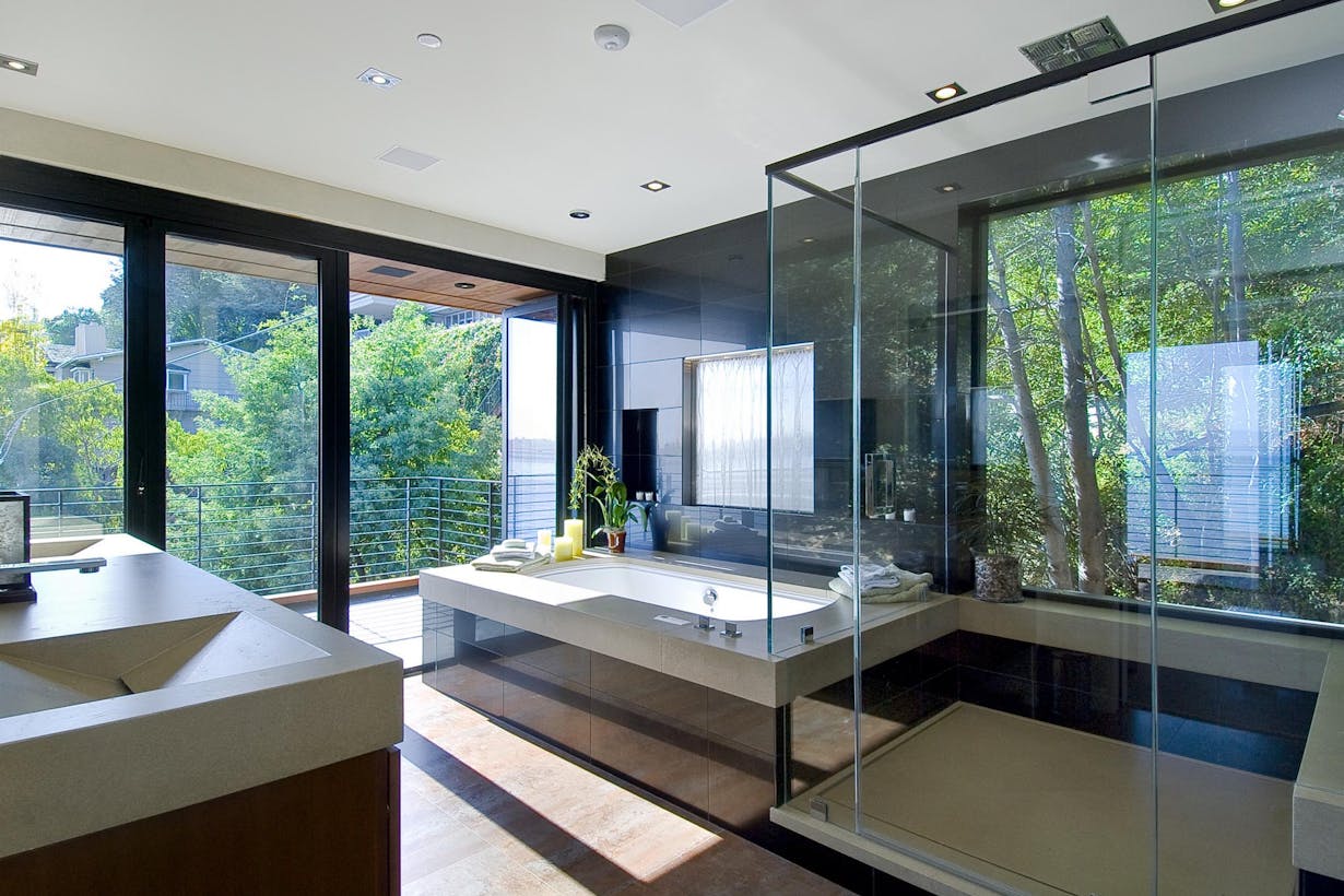 Modern Bathroom Glass Walls Design - Folding