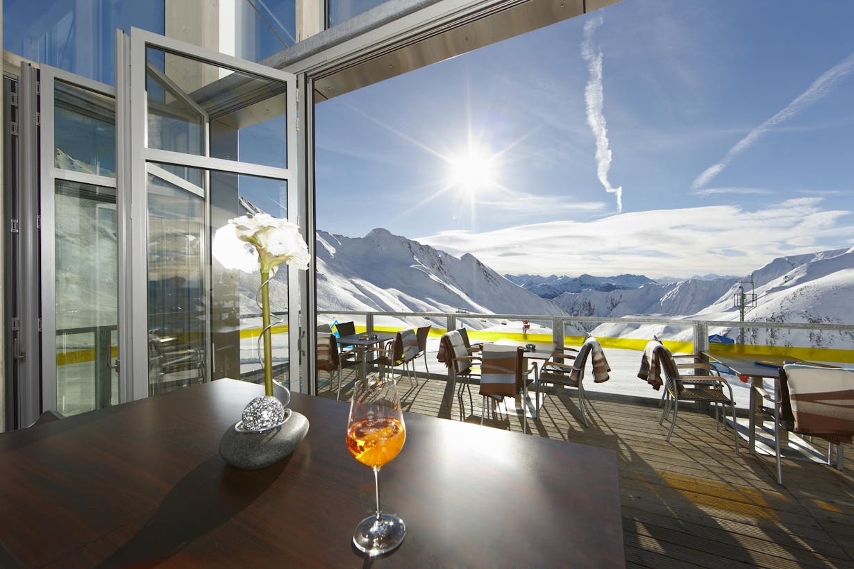 Mountain Top Restaurant View Outside Glass Doors - Folding