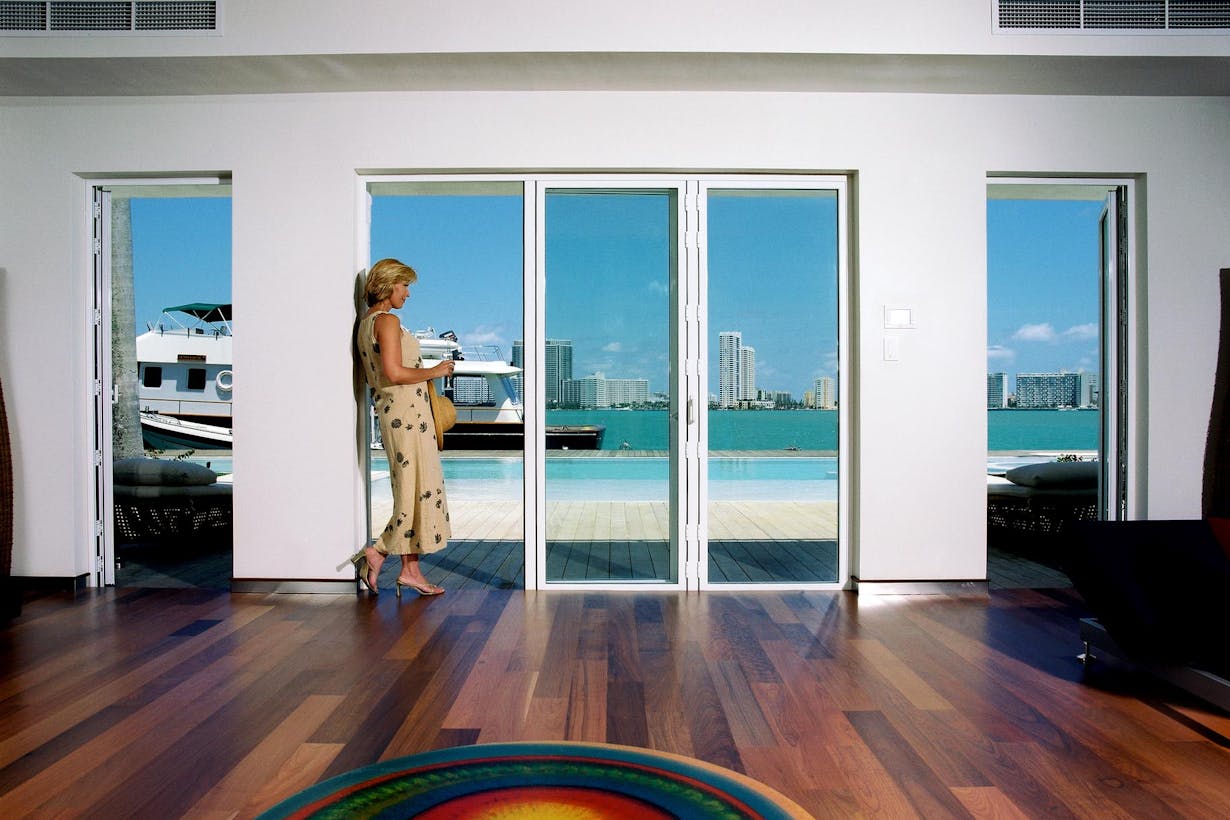 Oceanview living room - opening glass walls