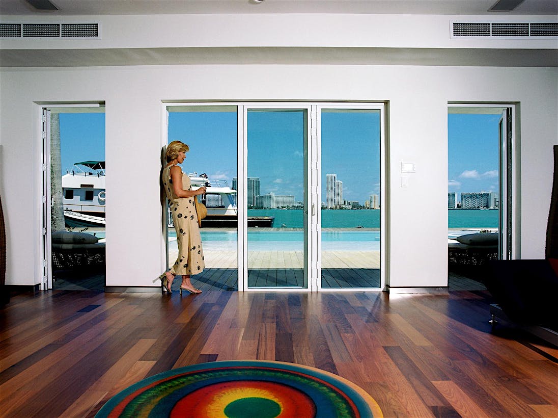 Oceanview living room - opening glass walls