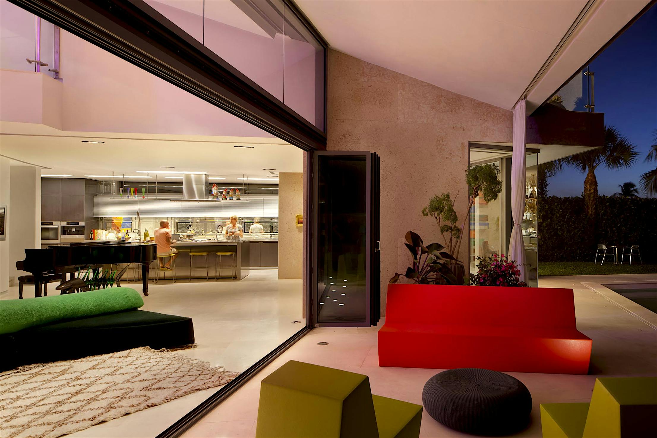 SL73 A modern looking living room with folding patio doors