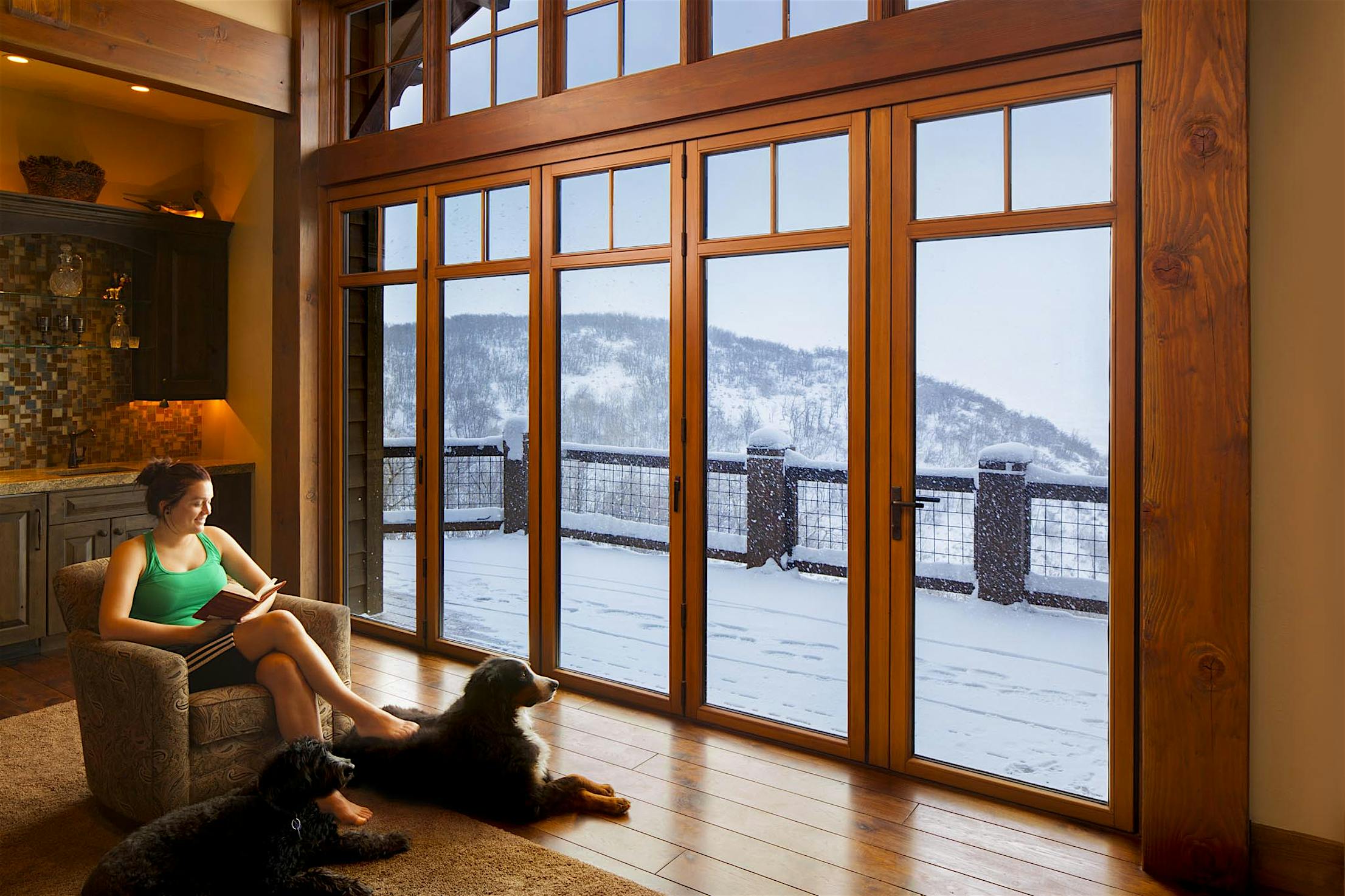 Beautiful NanaWall WA67 glass walls keep the cold out and the warmth in.