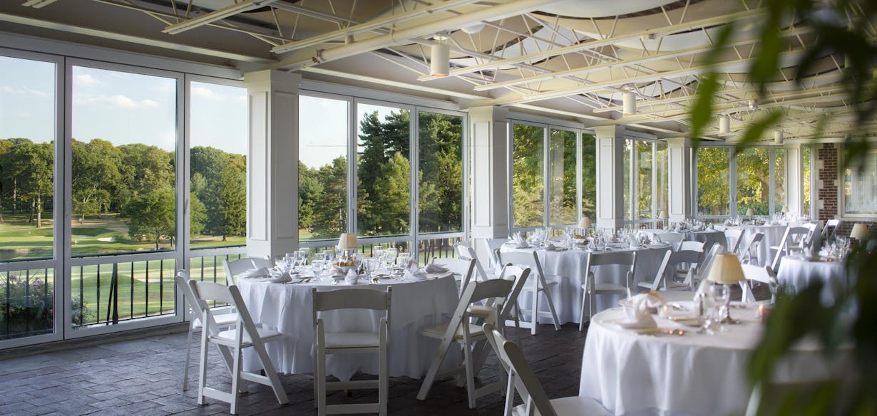Country club dining area with aluminum glass walls