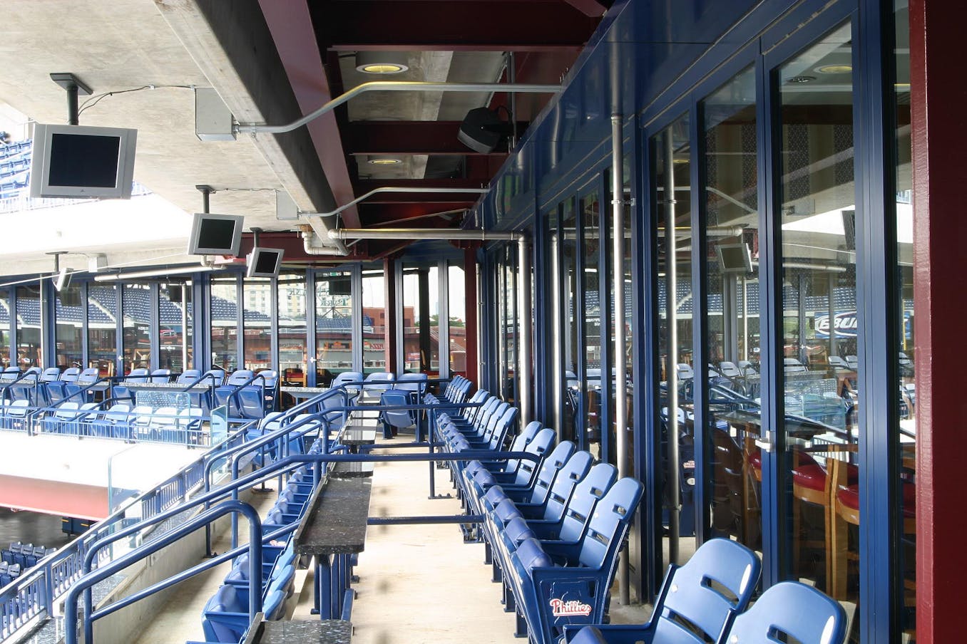Commercial Sliding Glass walls at Phillies Ball Park - Closed Exterior Day View