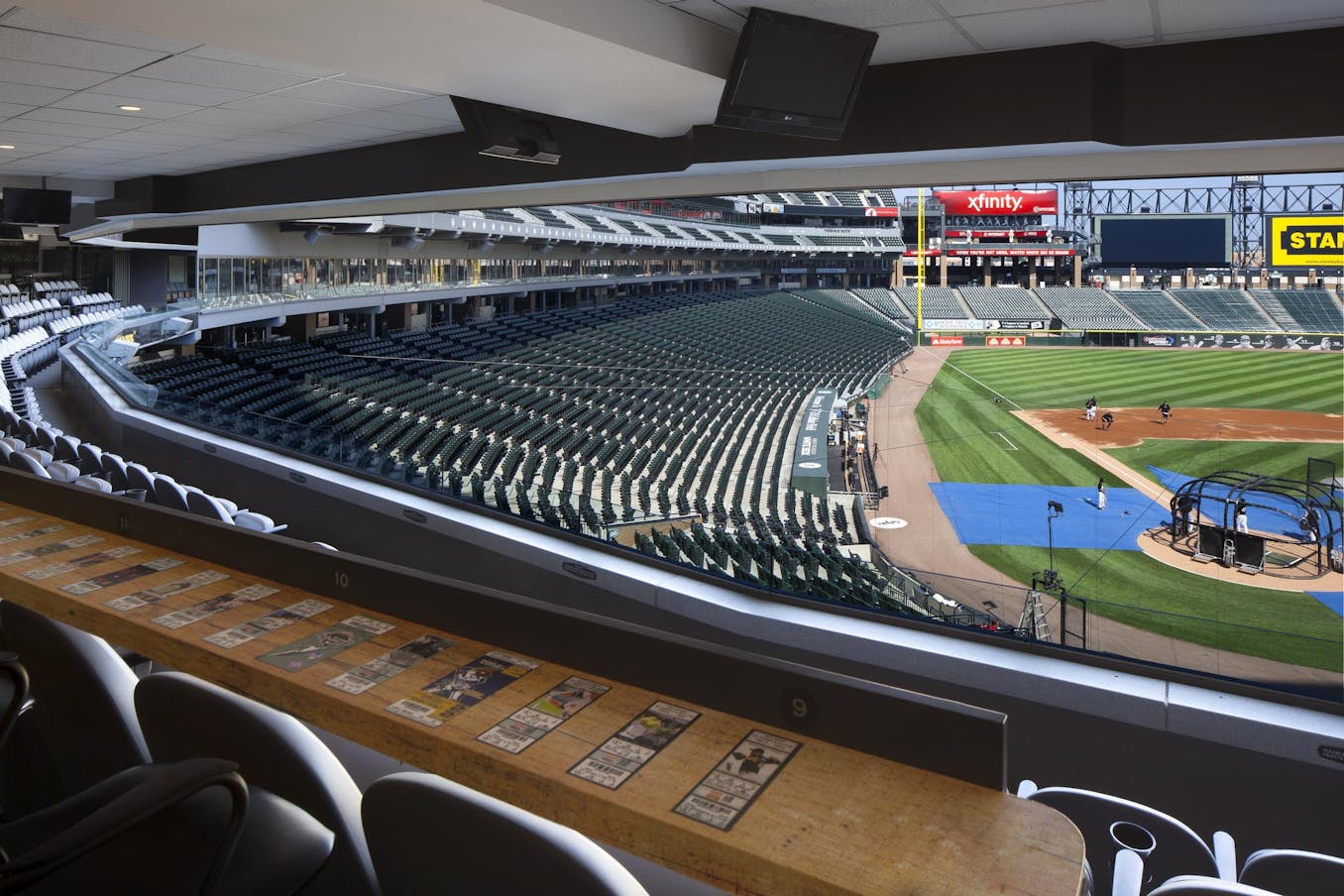 Commercial Sliding Glass Walls at Chicago Whitesox Stadium Arena - Opened Interior Day View