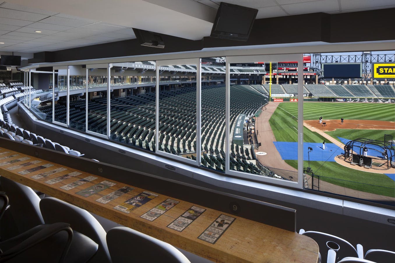 Commercial Sliding Glass Walls at Chicago Whitesox Stadium Arena - Closing Interior Day View