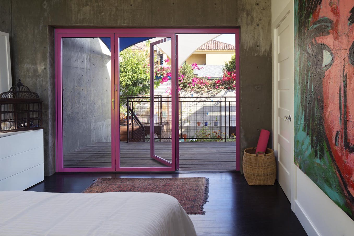 Bedroom folding glass walls - folding interior