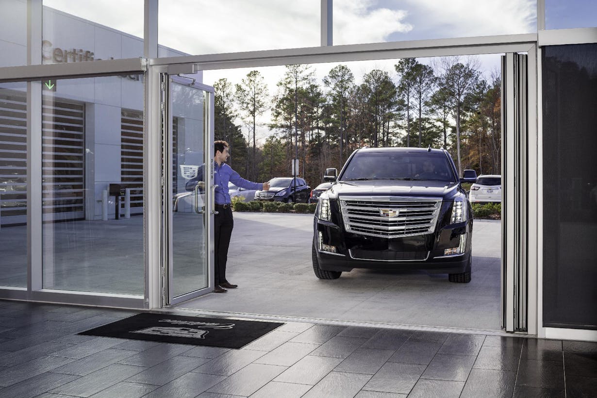 Auto showroom exterior commercial glass folding door system