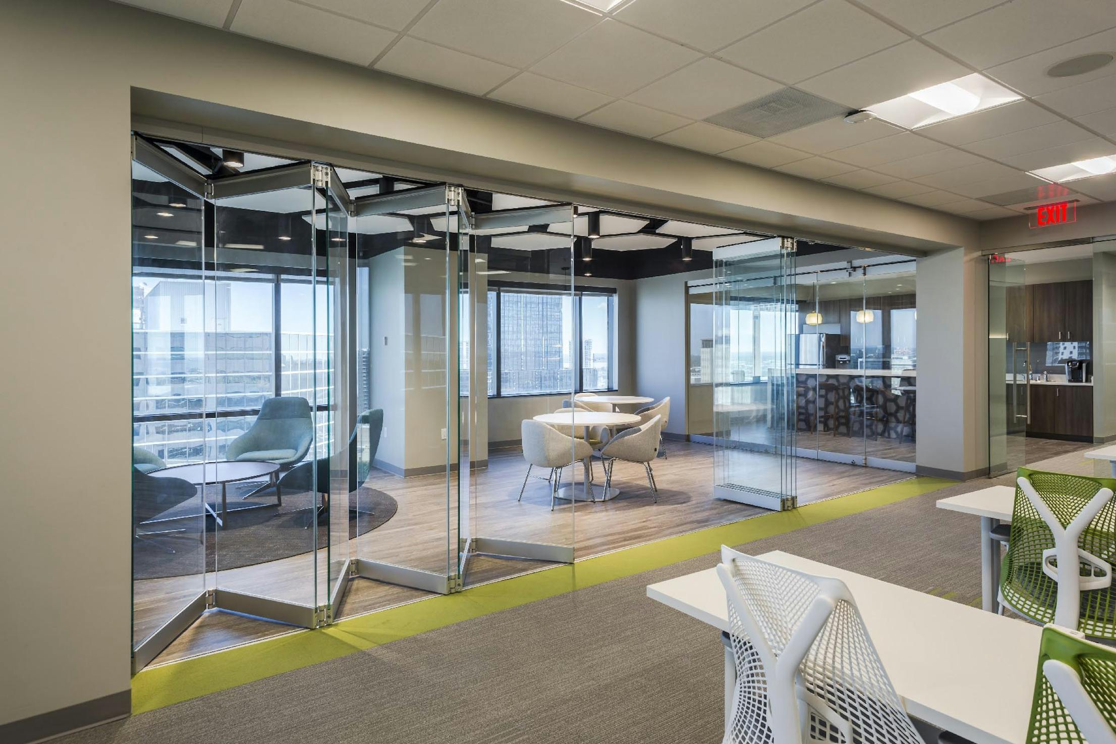 All glass walls in an office environment