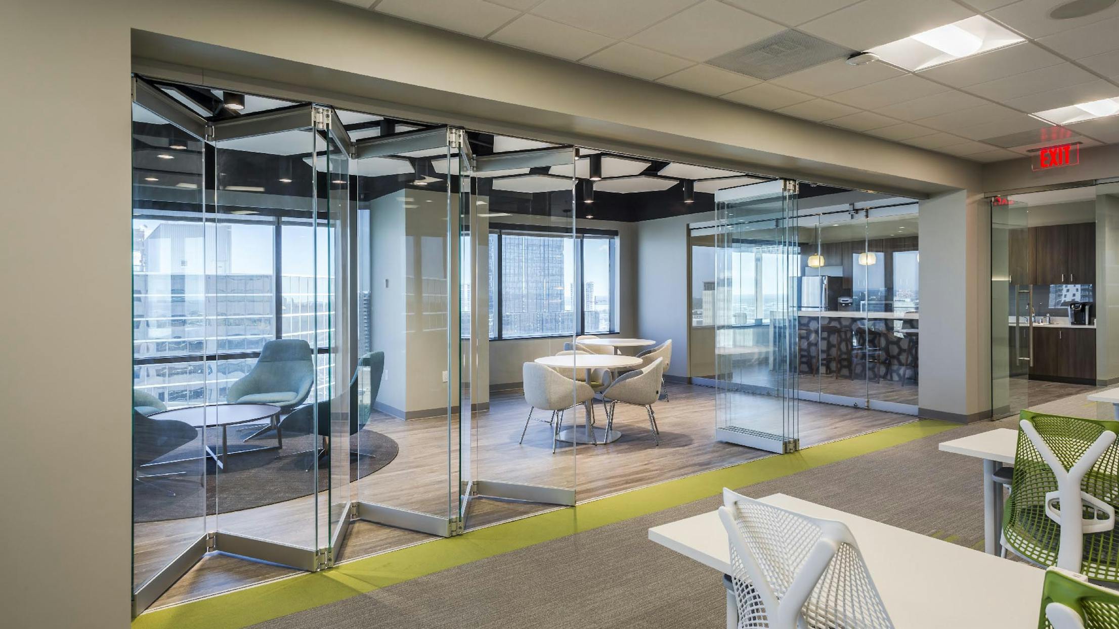 All glass walls in an office environment