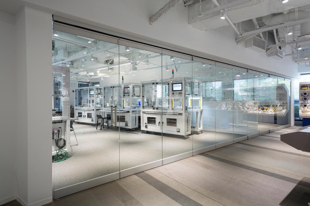 Omron lab with all glass walls