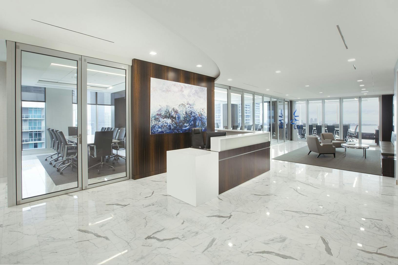 Large conference room at Gunster Law Office in Florida - Closed interior