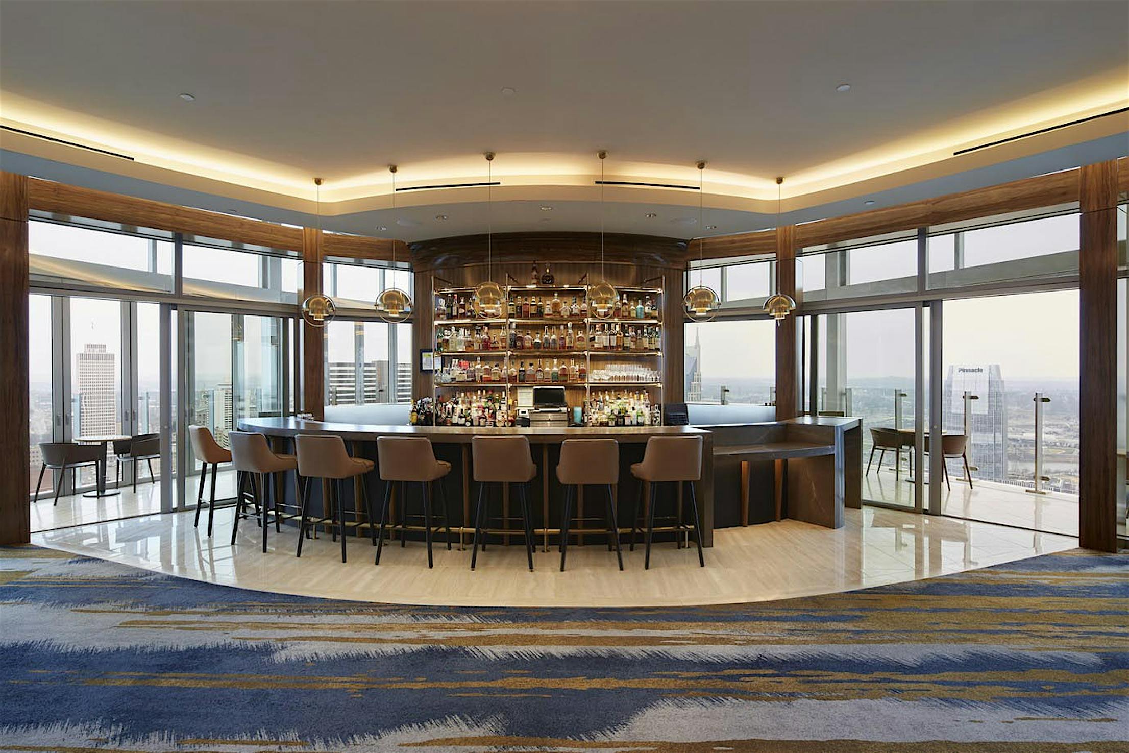 Rooftop bar sliding glass walls at JW Marriot Nashville