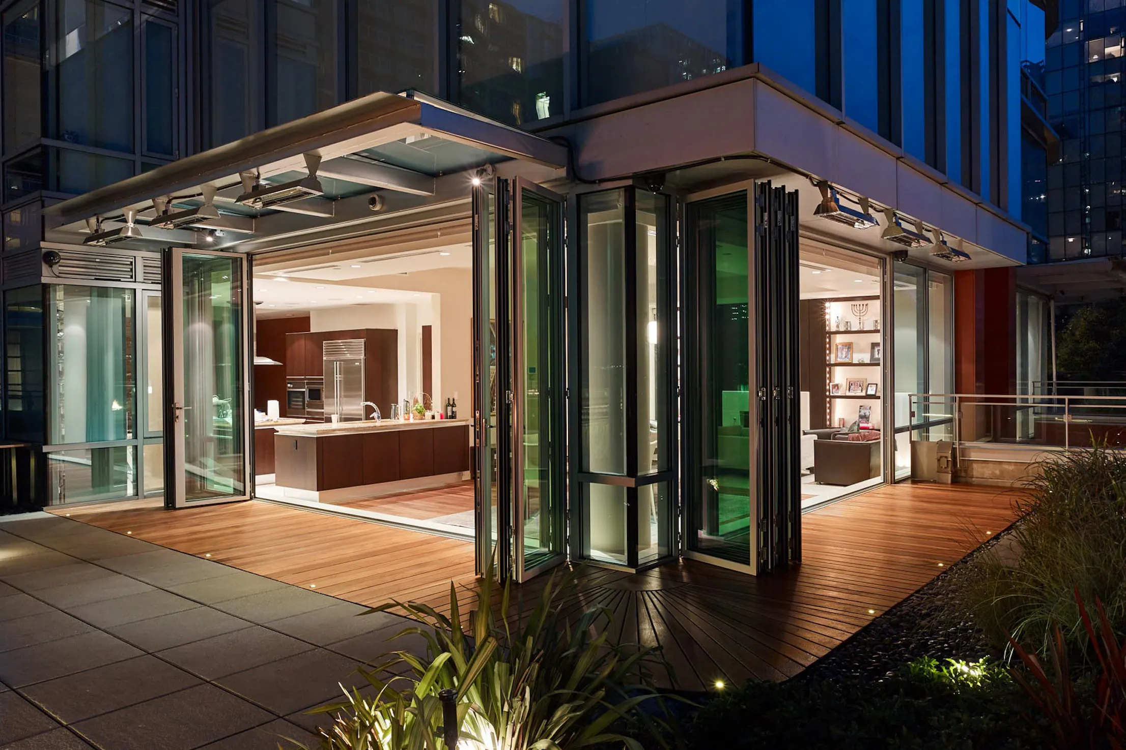 Illustration of Green Penthouse Apartments With Gray Water System