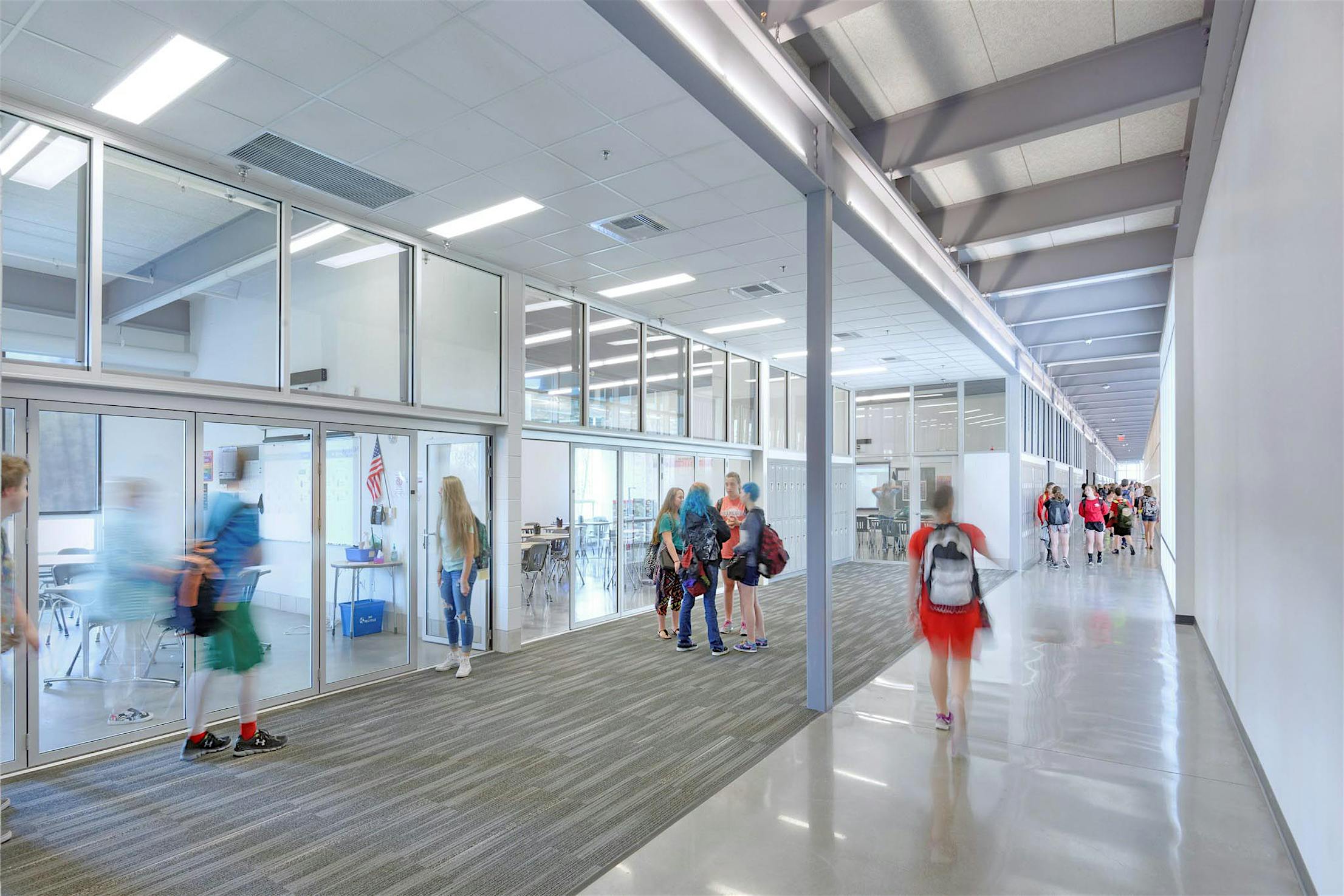 NW Acoustical 645 Commercial Folding glass doors at Reed Middle School