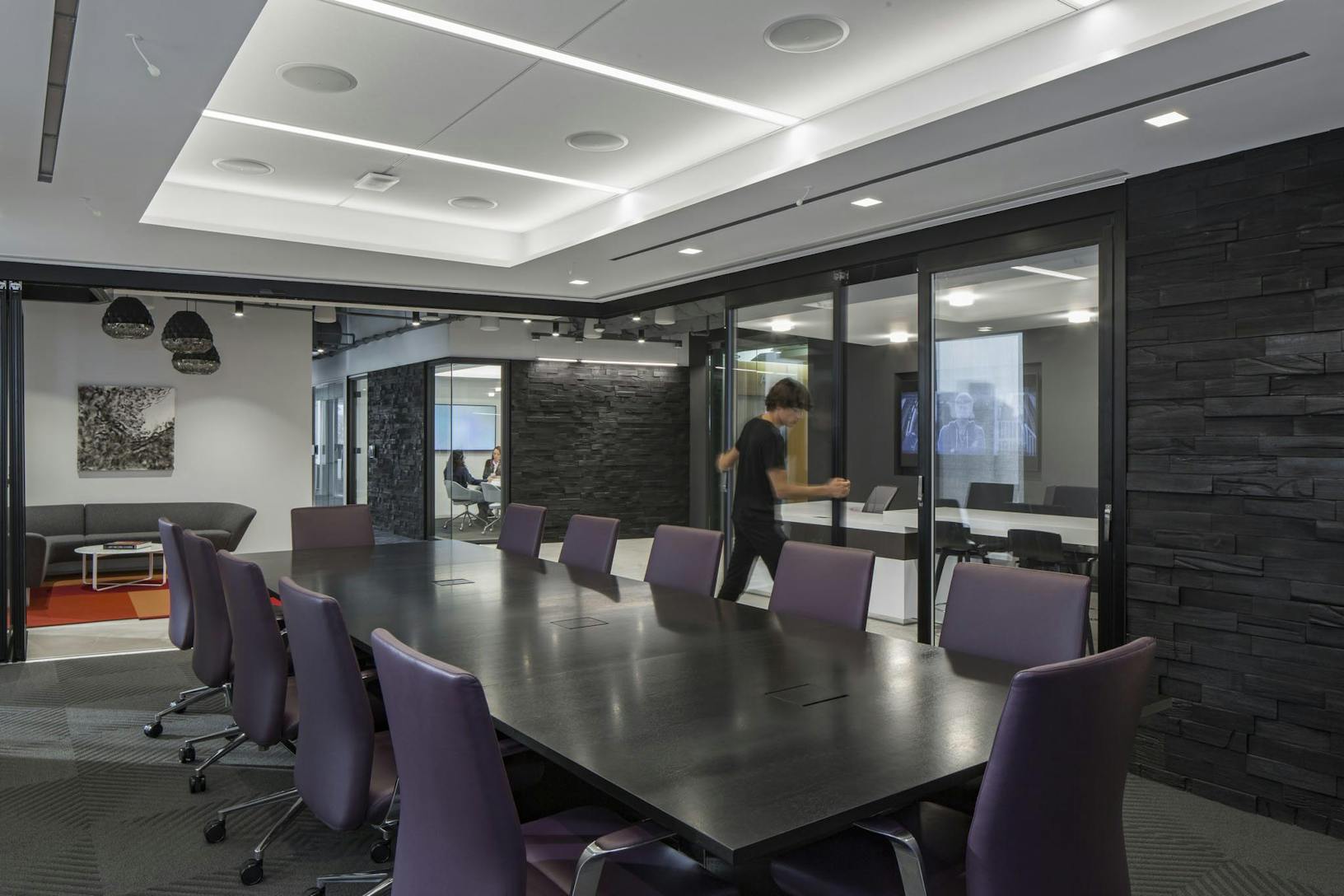 HSW60 office interior with acoustical glass walls