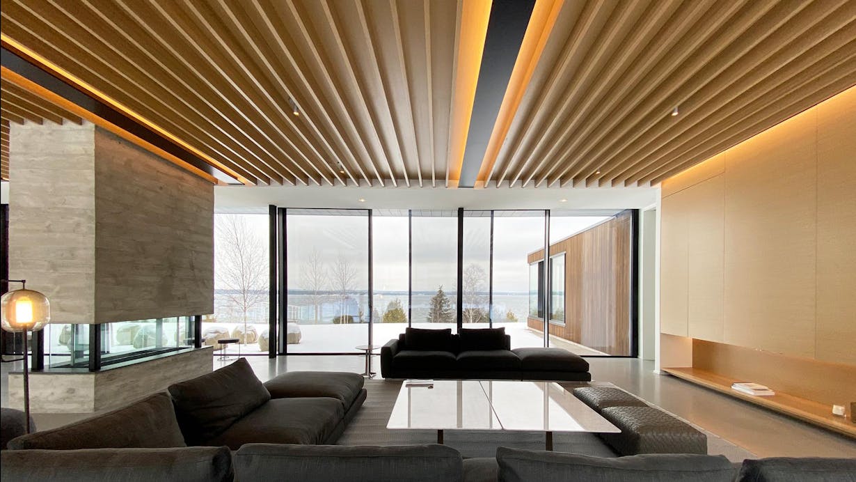 Large Living Room with Minimal Glass Walls Design - cero Sliding