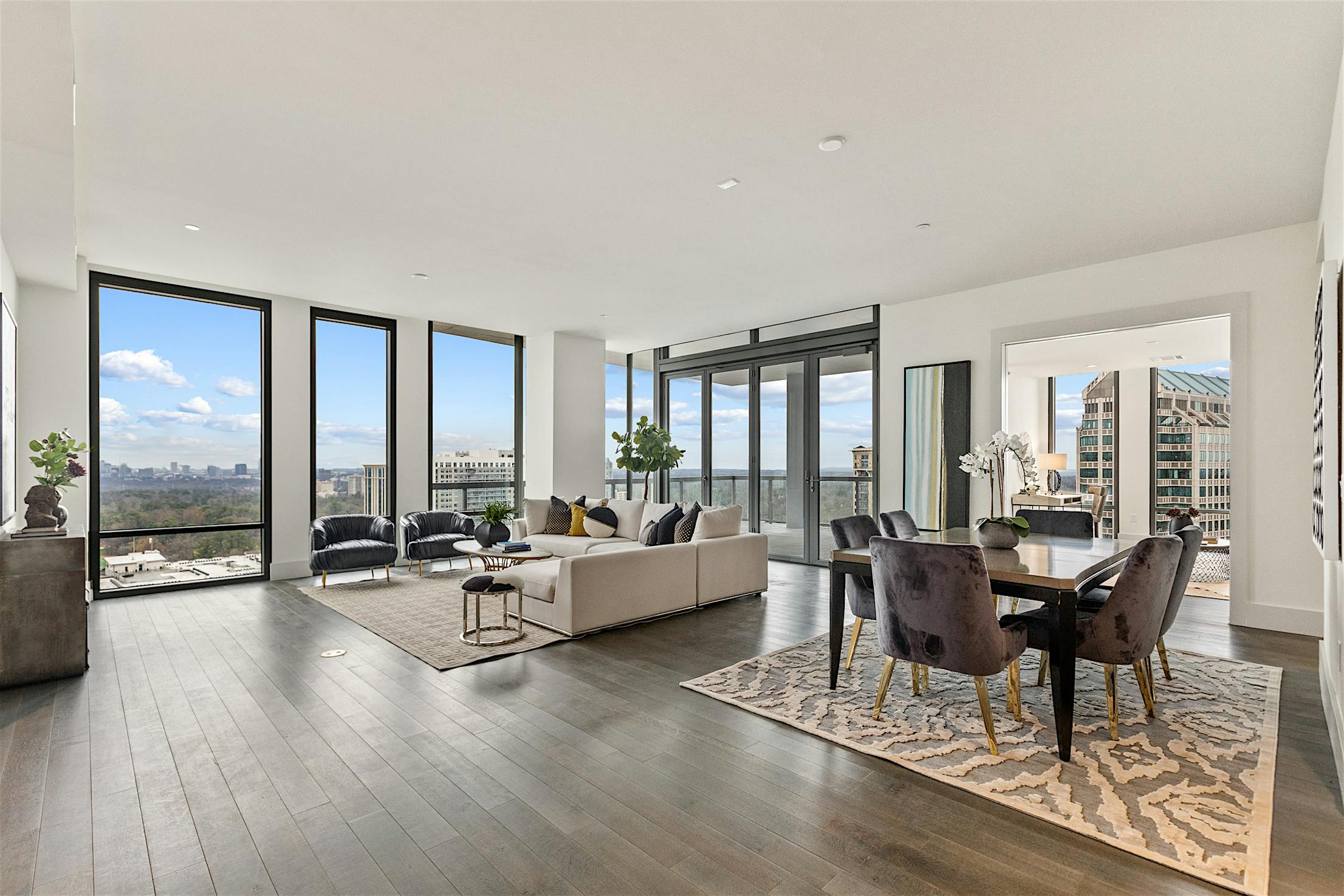 SL70 high rise living room interior - Glass walls