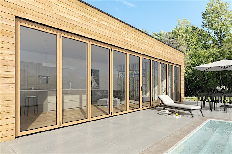 NanaWall Mountain Pool House Folding Glass Walls Closed