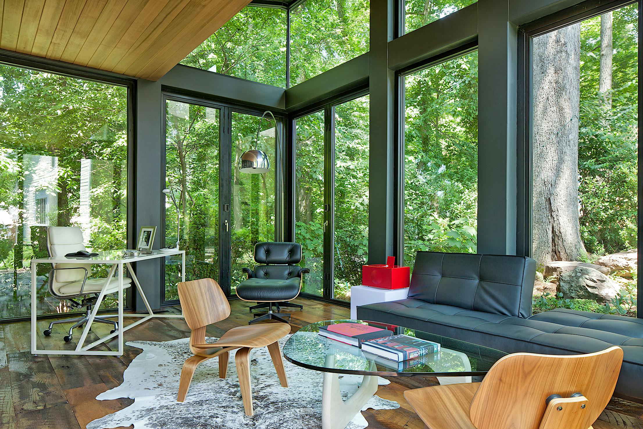 Writers Studio Virginia ADU - Closed Folding Glass Walls Interior