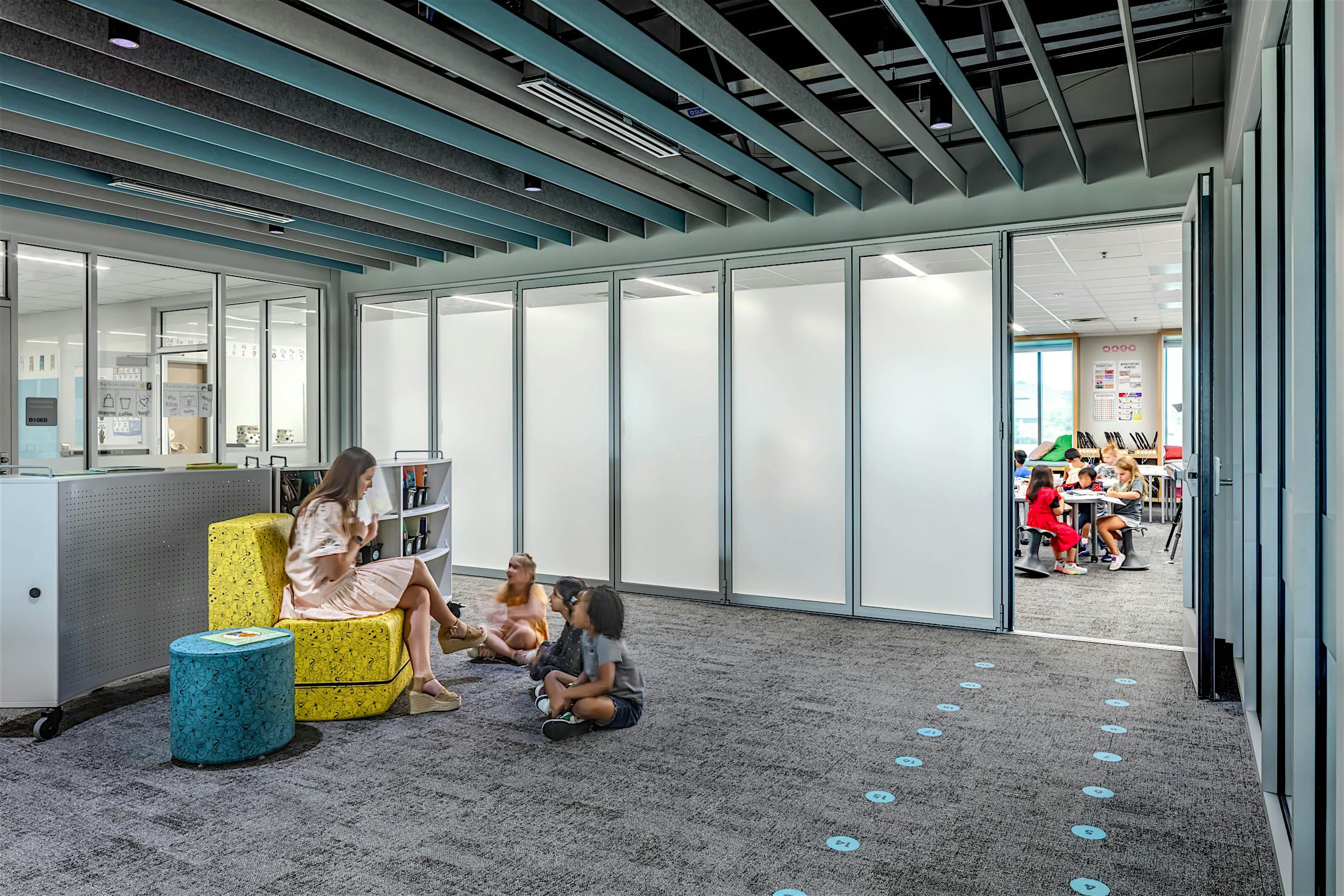 Acoustical movable glass walls - swing door interior