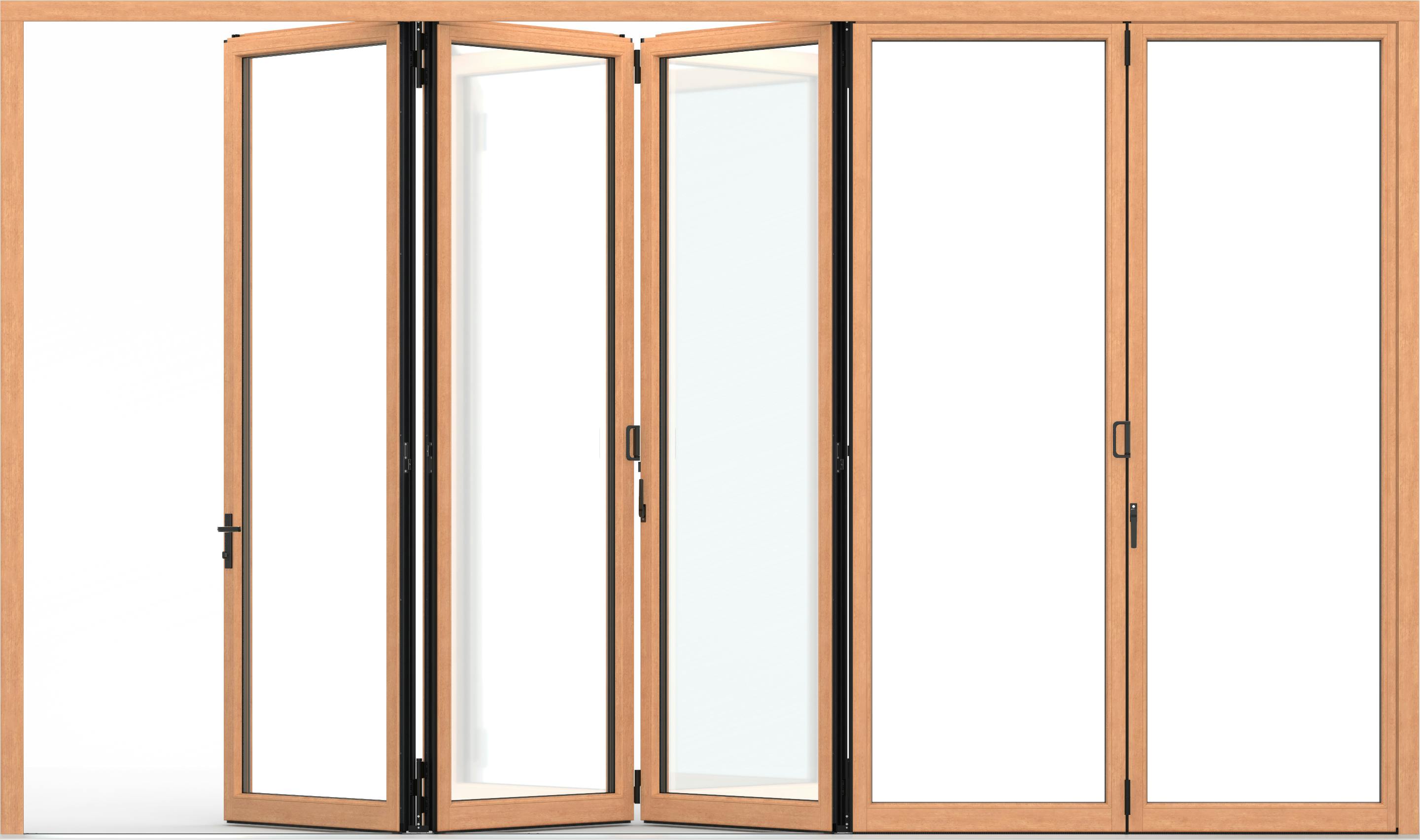 wood framed folding glass walls