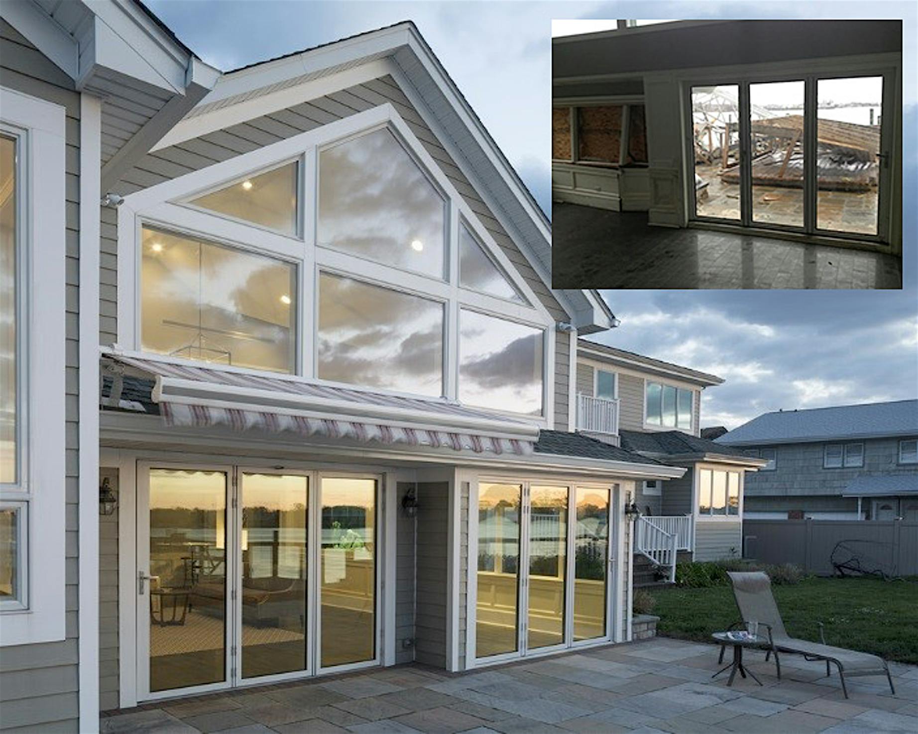 building with resilient hurricane rated folding glass doors
