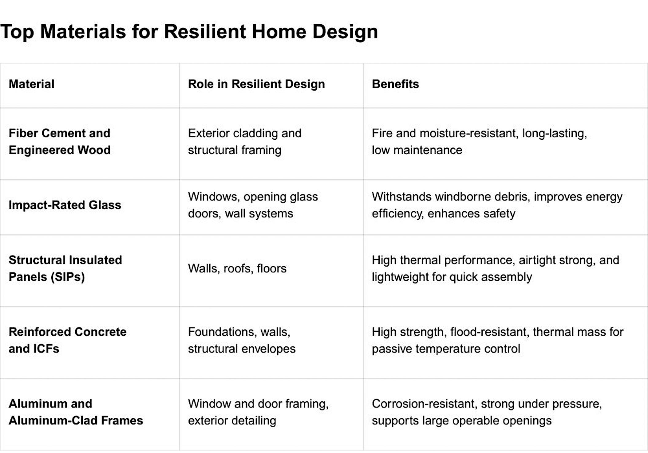 top materials for resilient home design