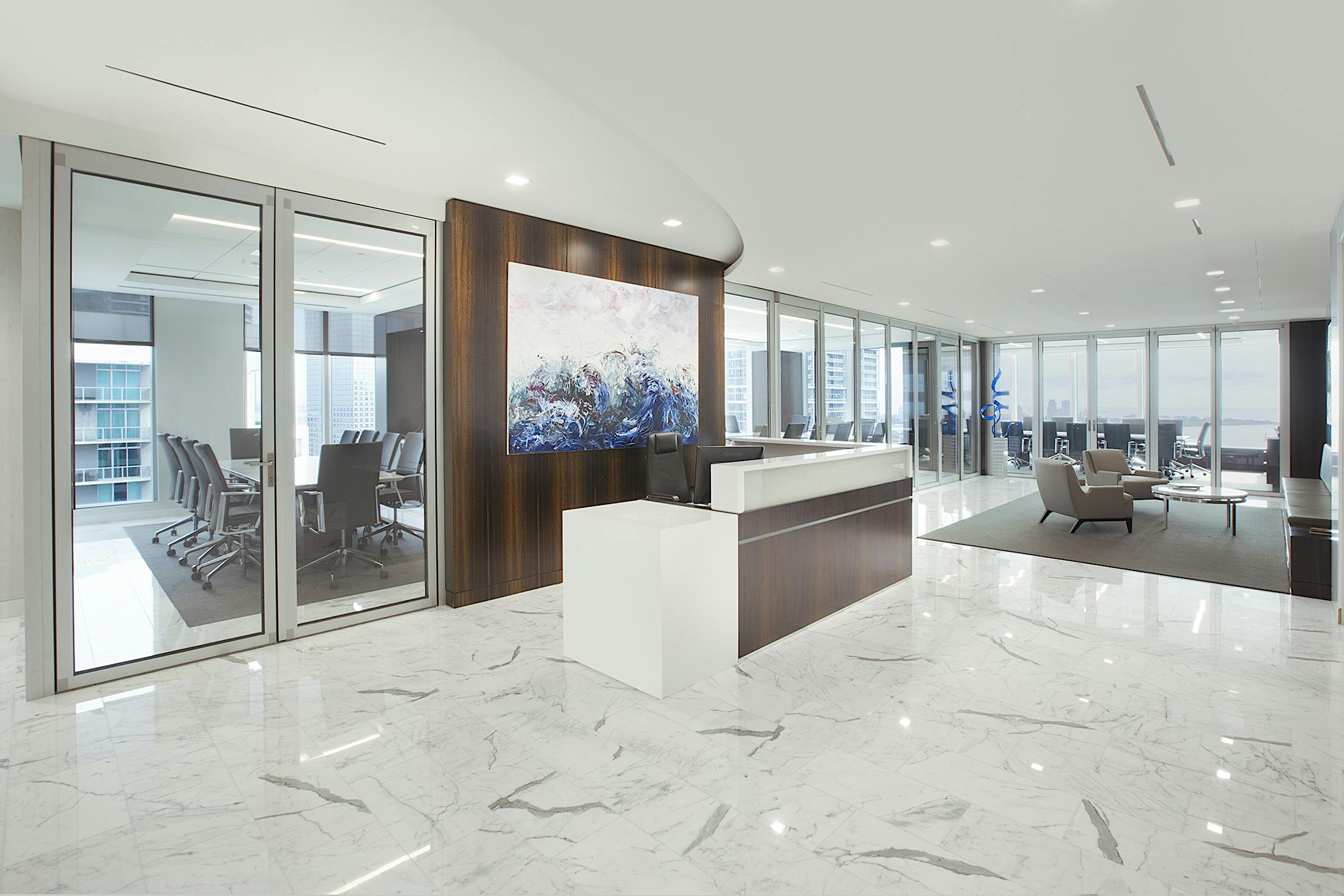 modern law office with movable glass doors