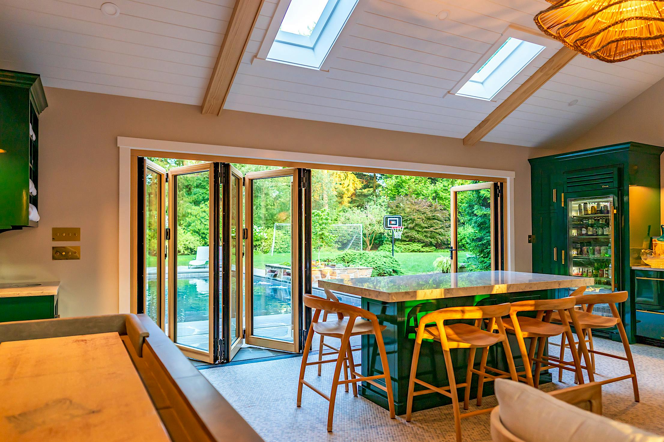 Wood framed bifold door