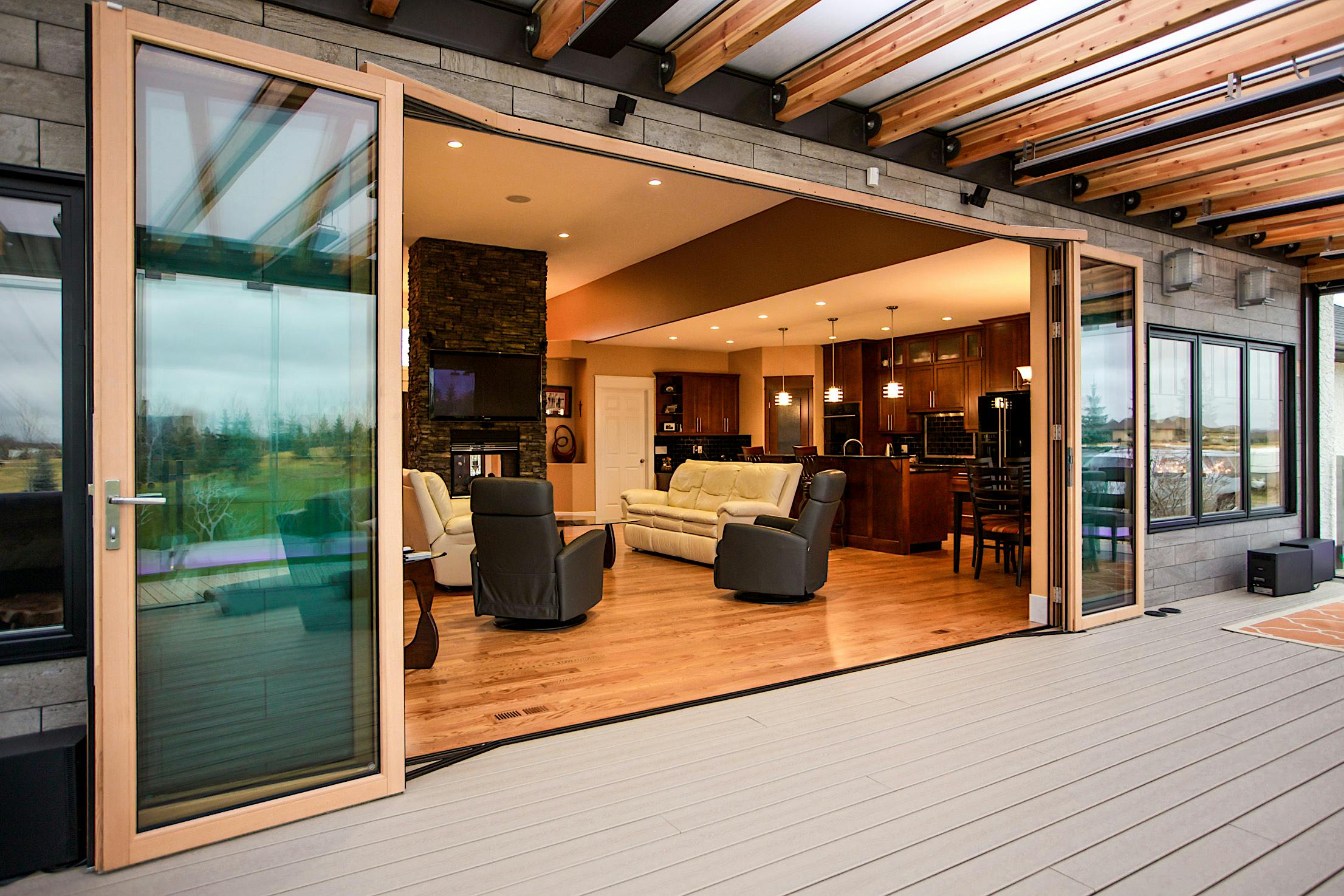 Wood framed FoldFlat bifold glass doors