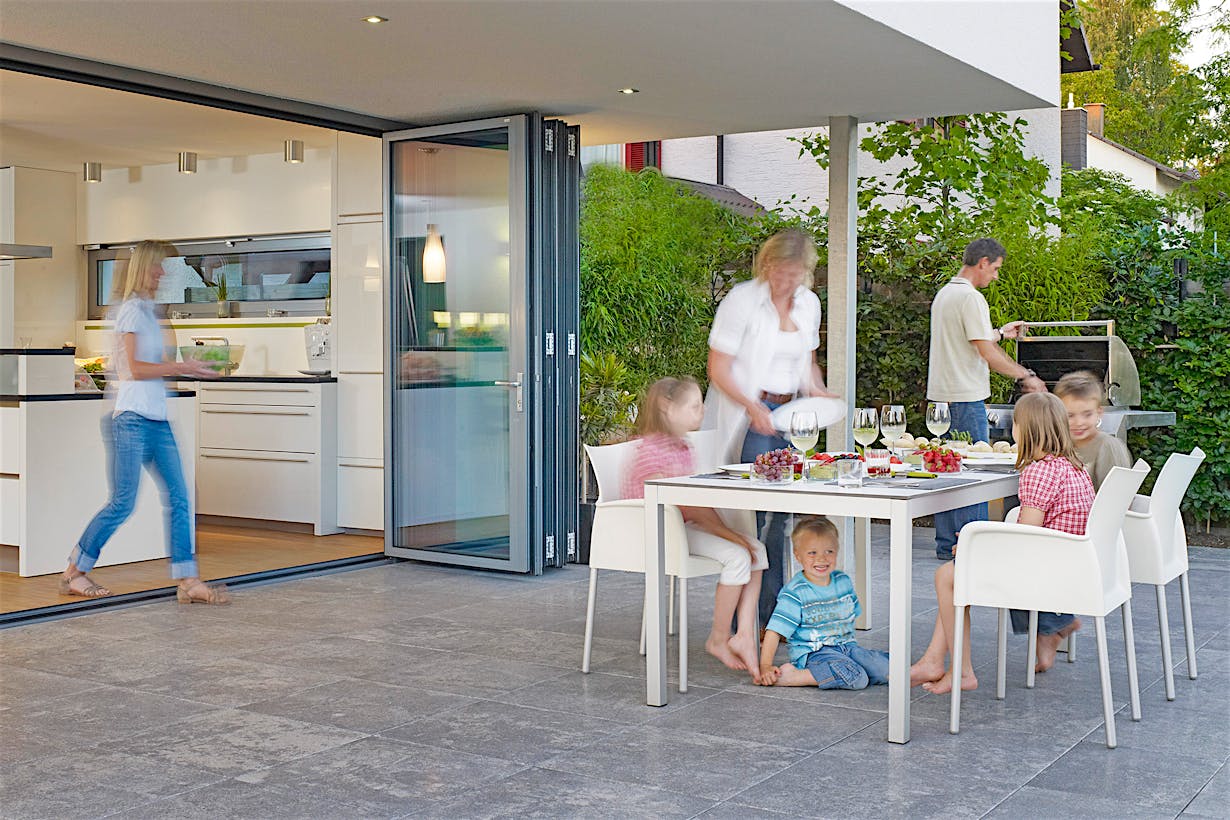 Aluminum folding patio doors