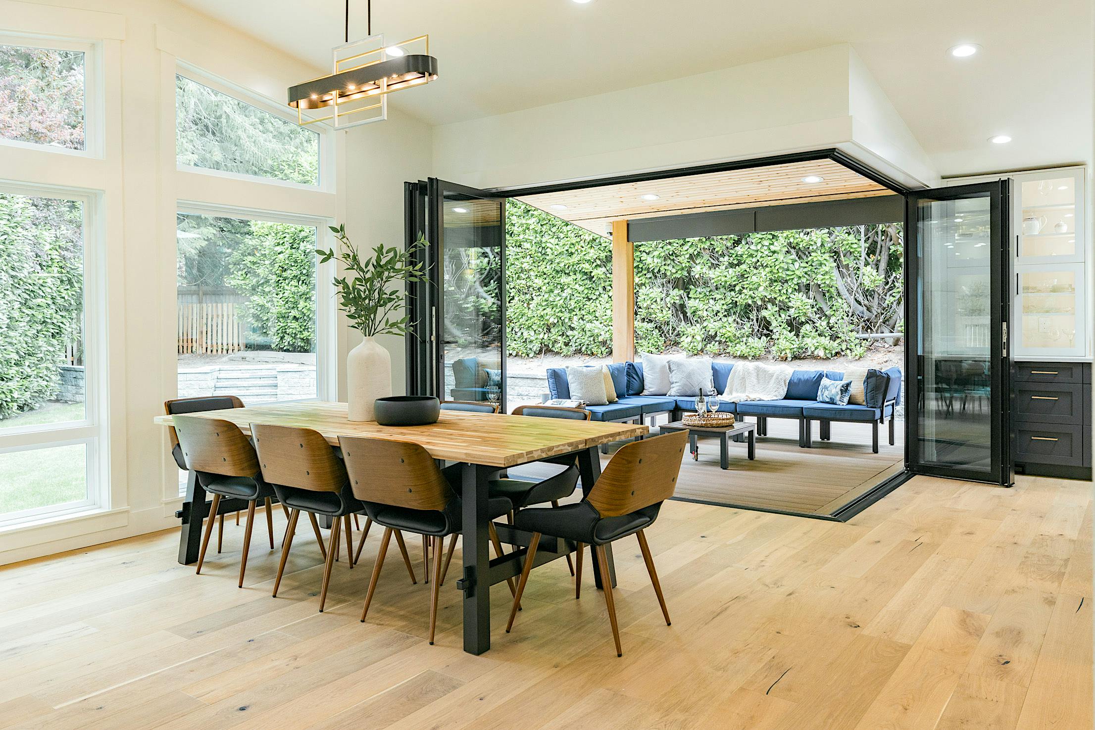 aluminum framed folding patio doors with open corner design