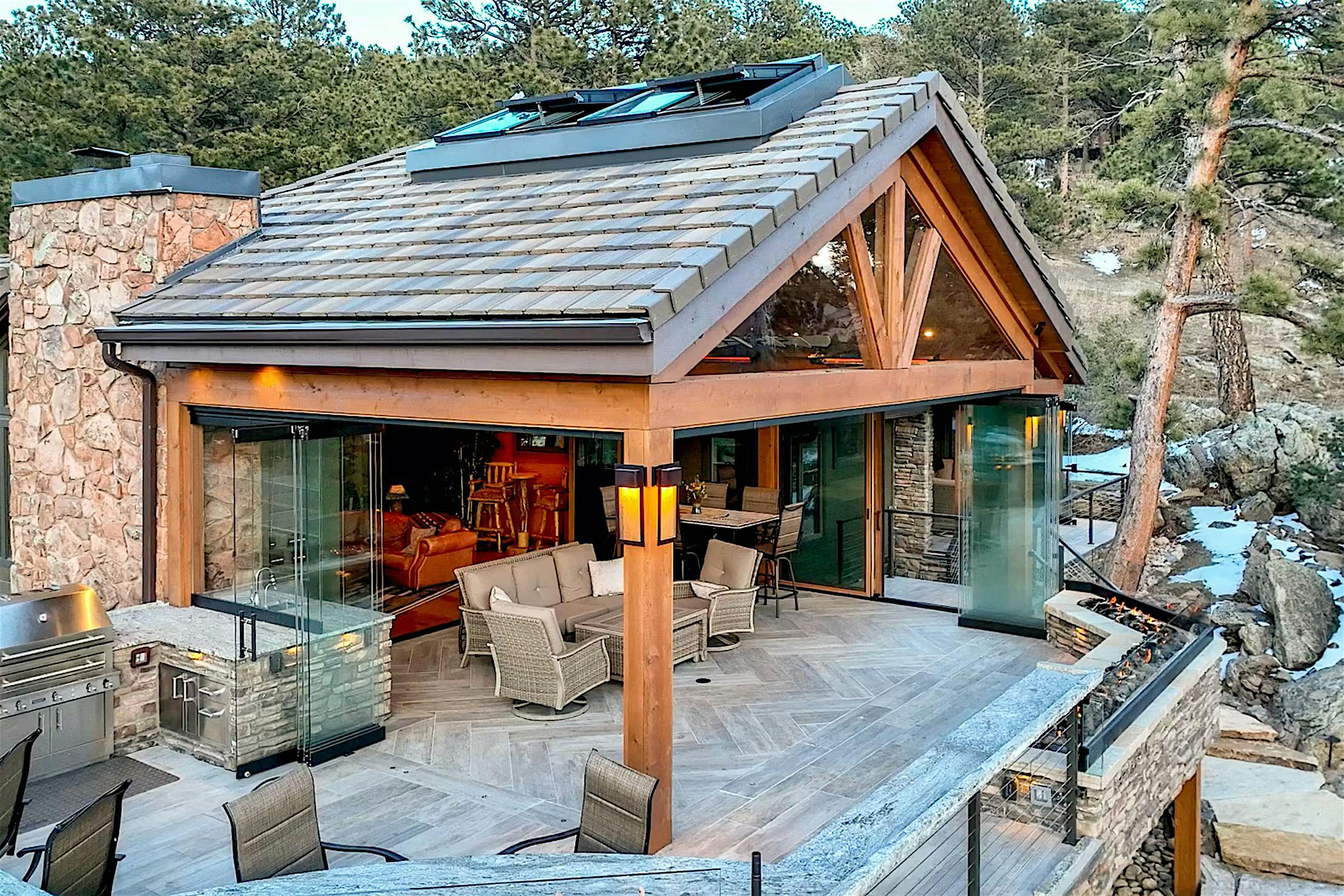 frameless cold weather openng glass doors