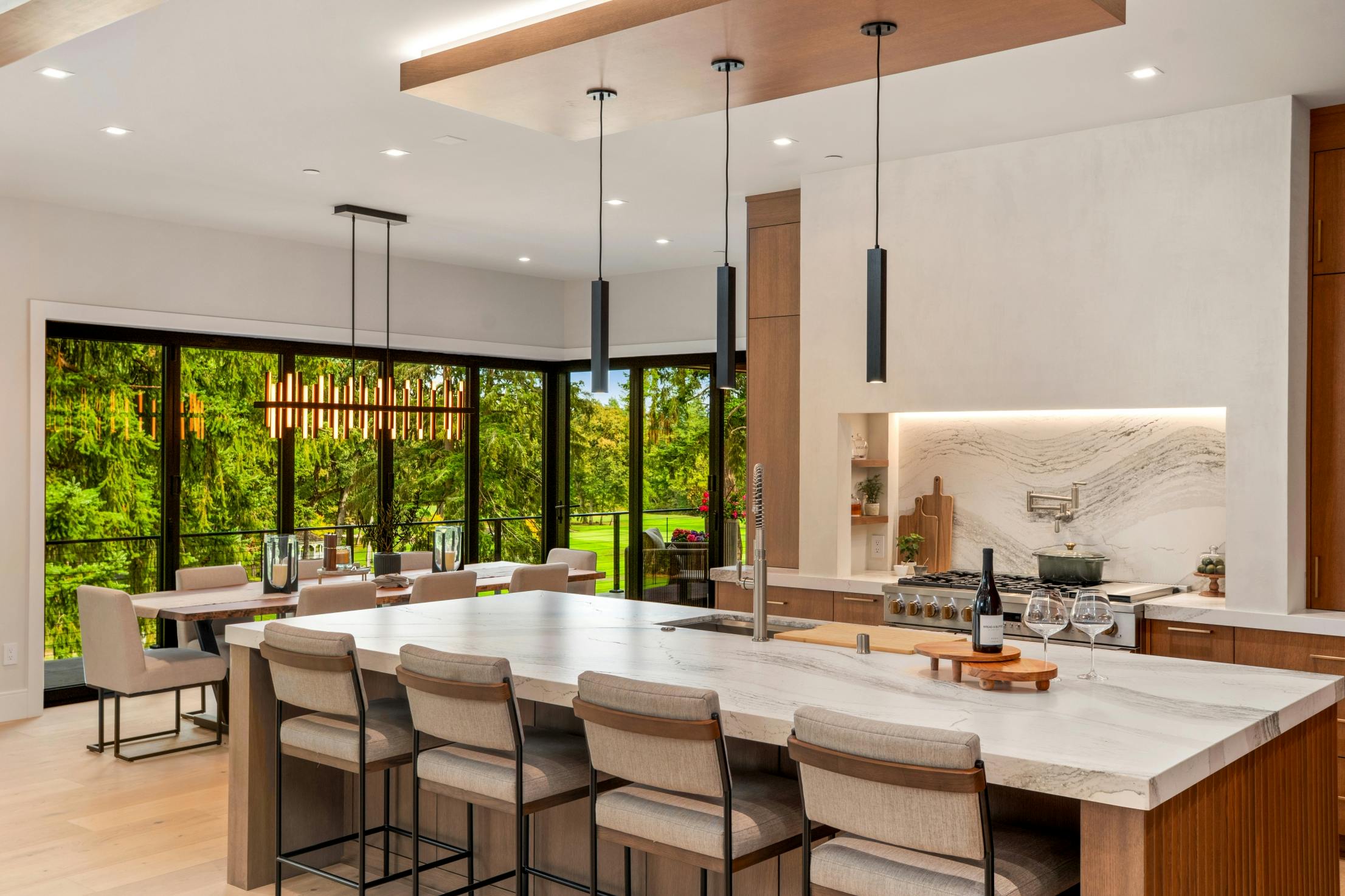 open copcept kitchen dining room with NanaWall folding door