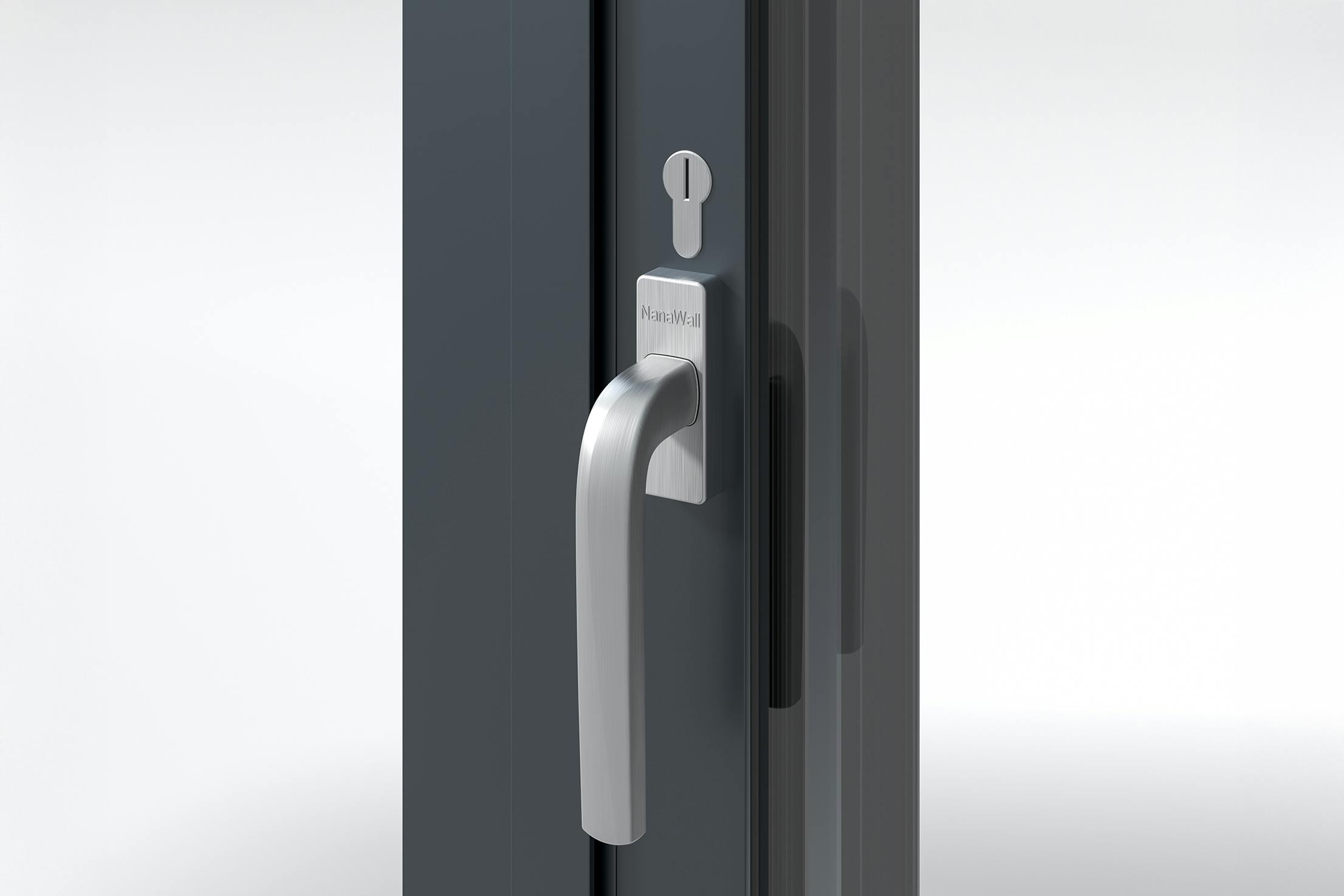 NW MultiSlide 630 silver handle with key cylinder | NanaWall
