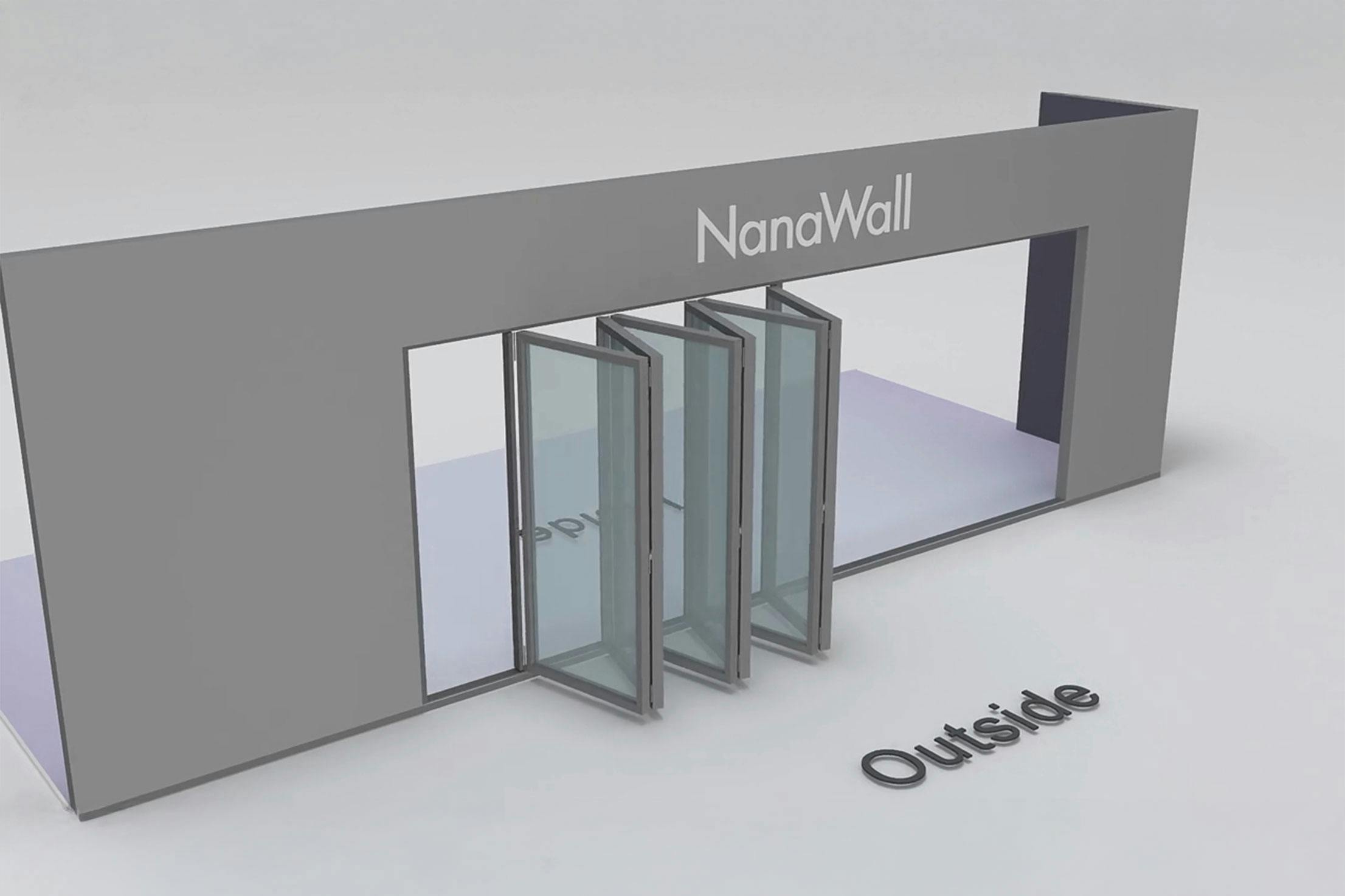 NanaWall six-panel folding glass door, outward opening; 6 panels folding left and right (o 6LR)