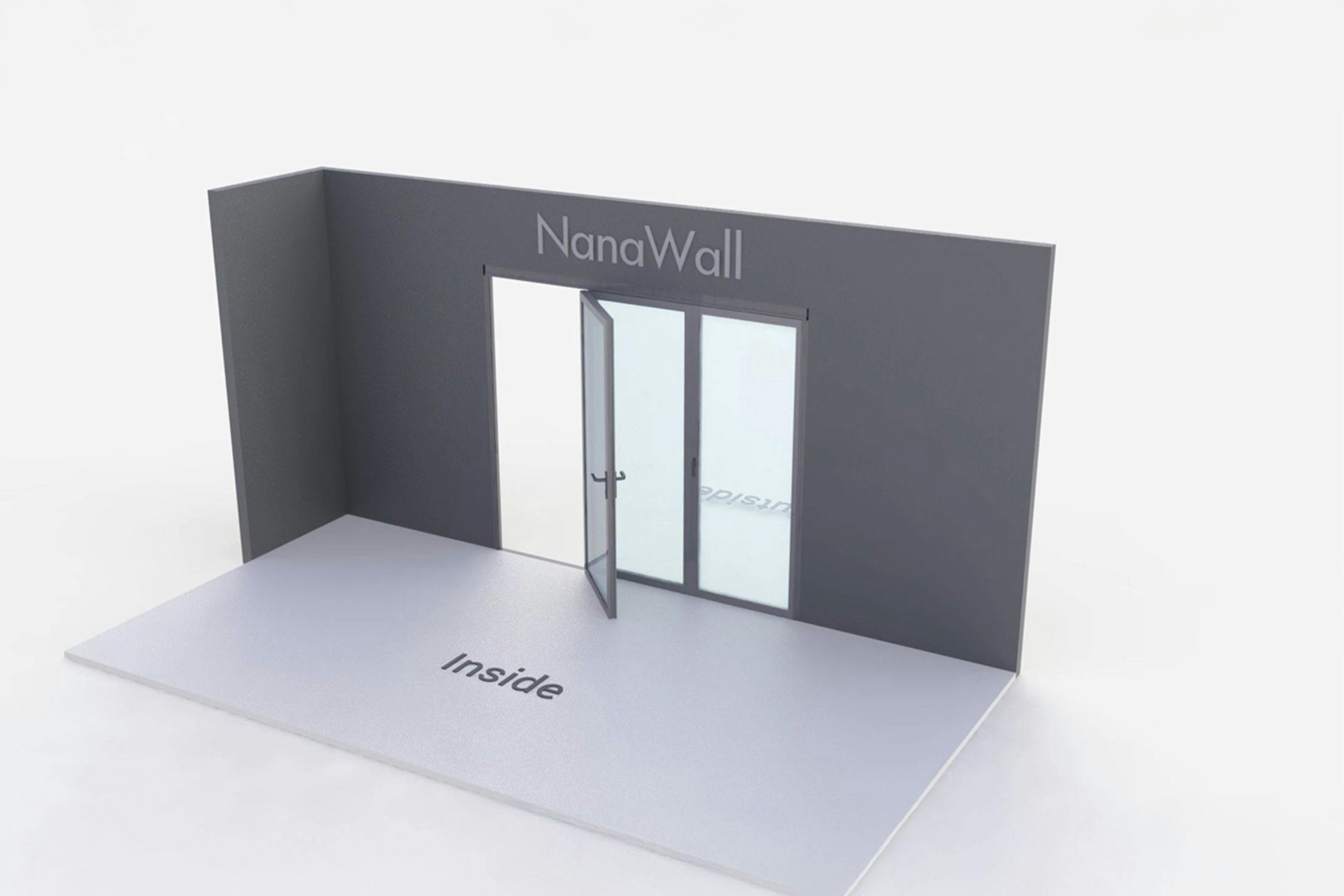 NanaWall three-panel folding glass door, inward opening; 3 panels folding right (i3R)